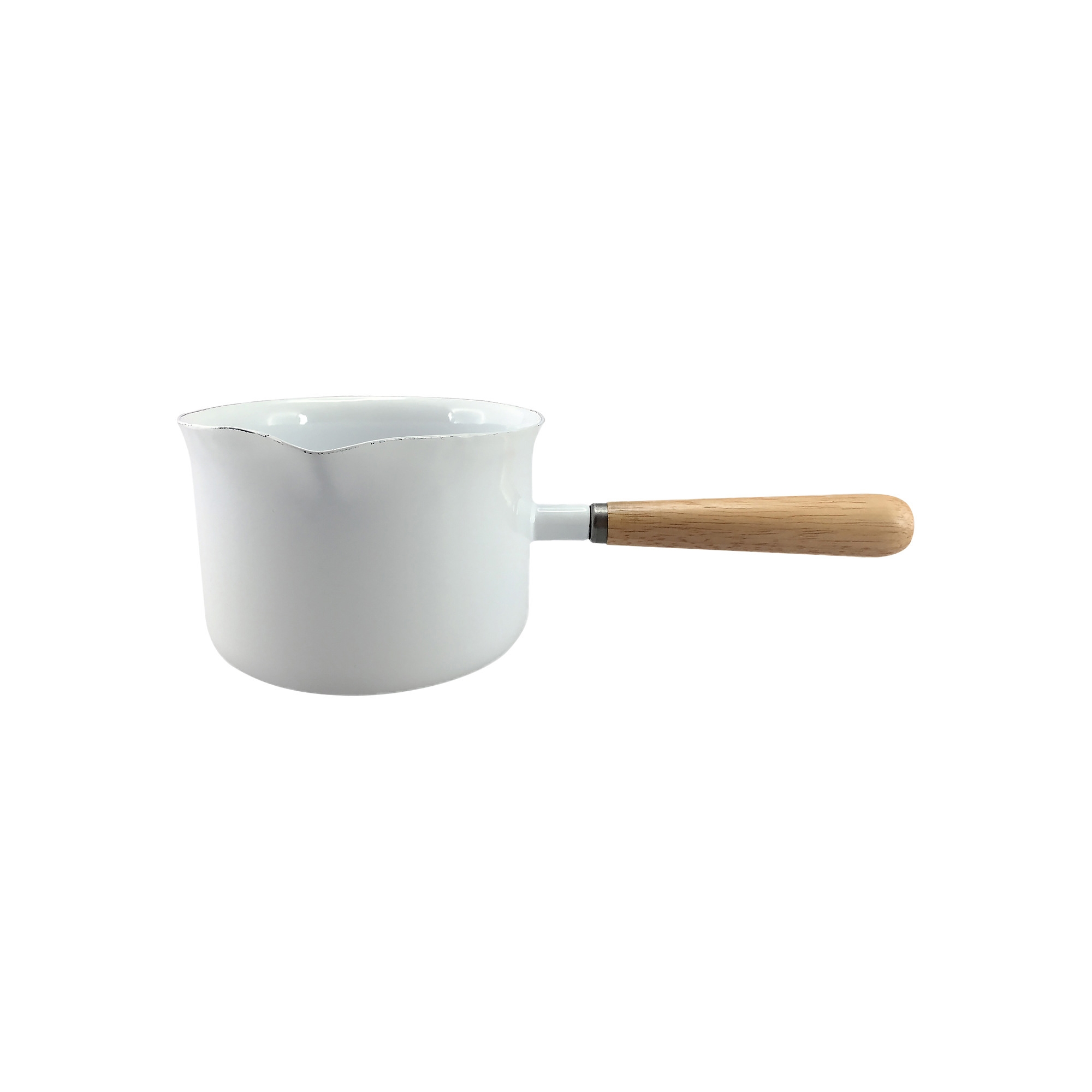 Falcon Enamelware Butter Warmer with Wood Handle 400ml White Image 1