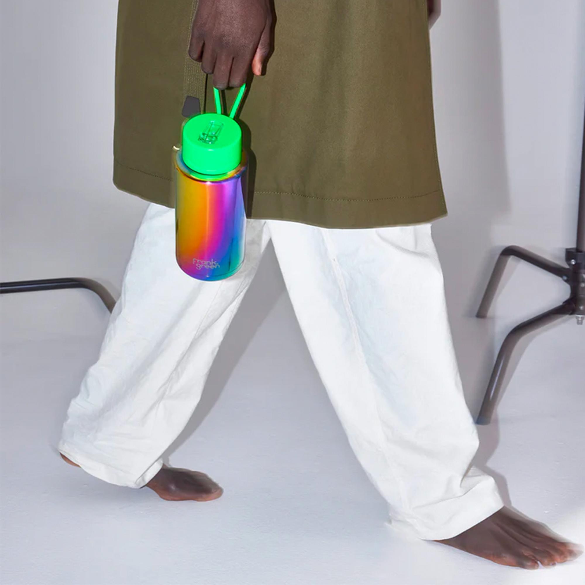 Frank Green Chrome Ceramic Reusable Bottle with Straw 1L (34oz) Rainbow Image 4