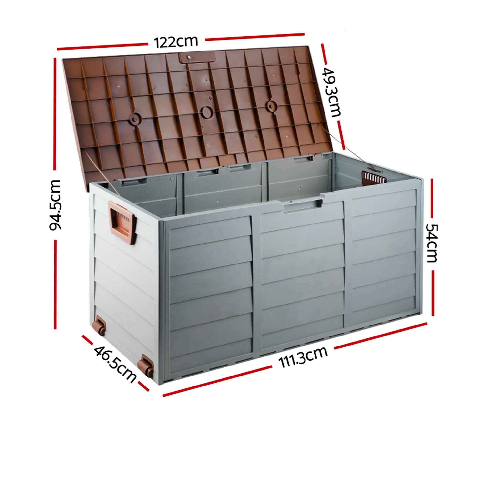Gardeon Outdoor Storage Box 290L Brown Image 4