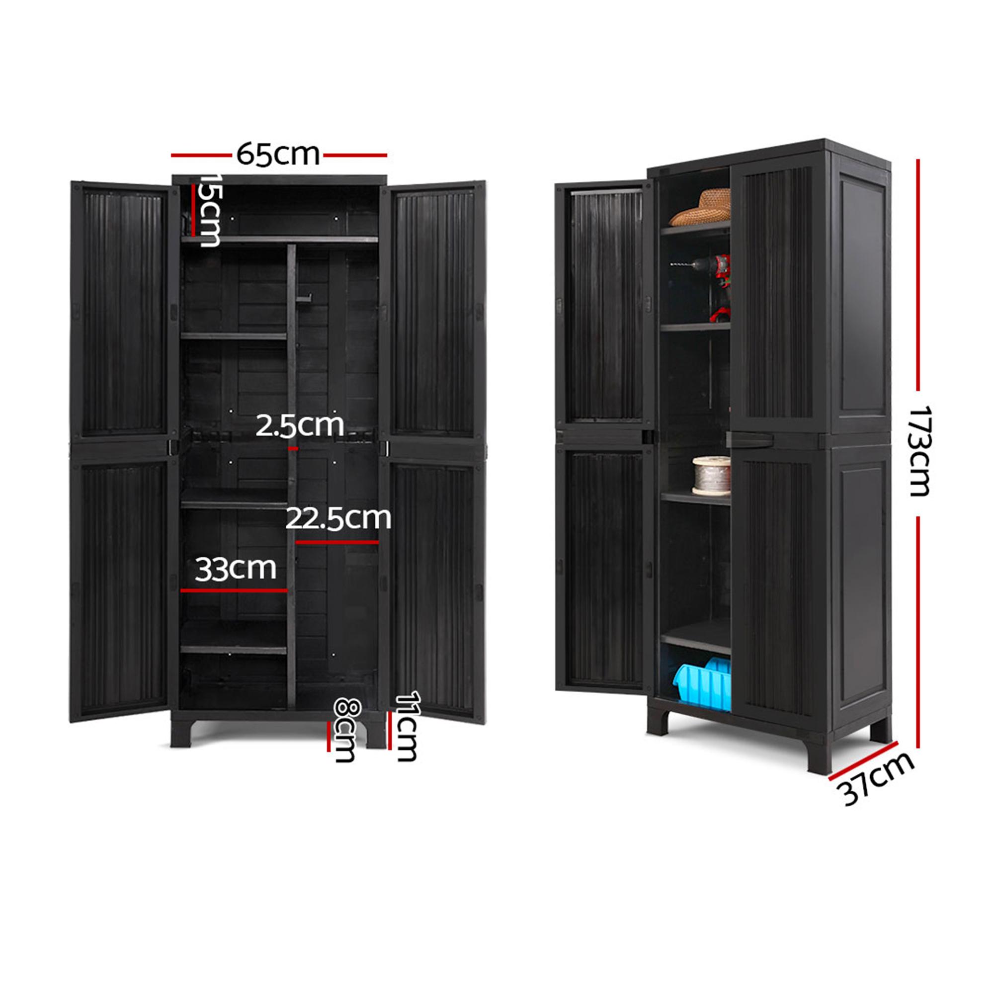 Gardeon Outdoor Storage Cabinet 173cm Black Image 3