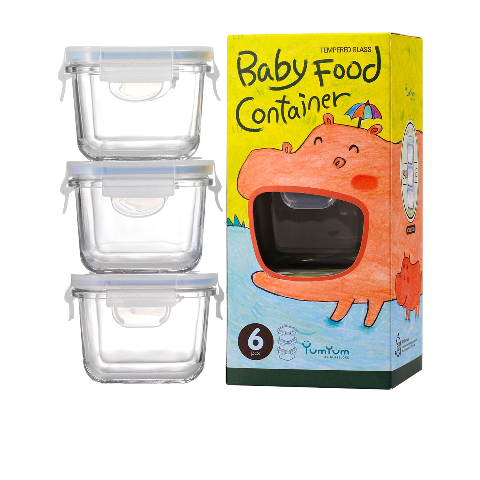 Glasslock Baby Square Food Container 210ml Set of 3 Image 1