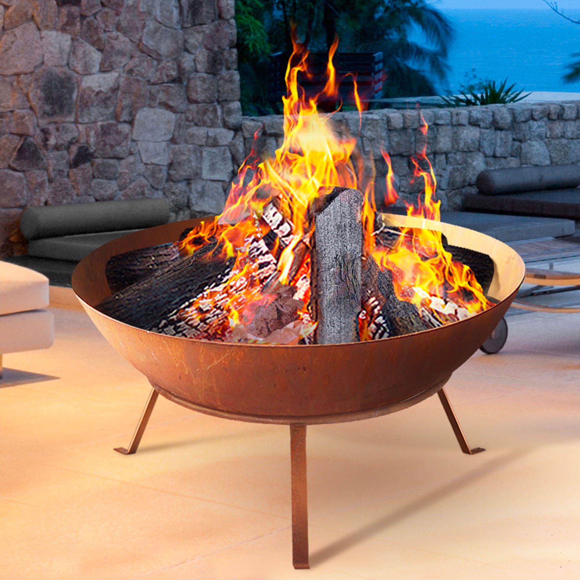 Grillz Outdoor Fire Pit with Built In Stand 70cm Image 2
