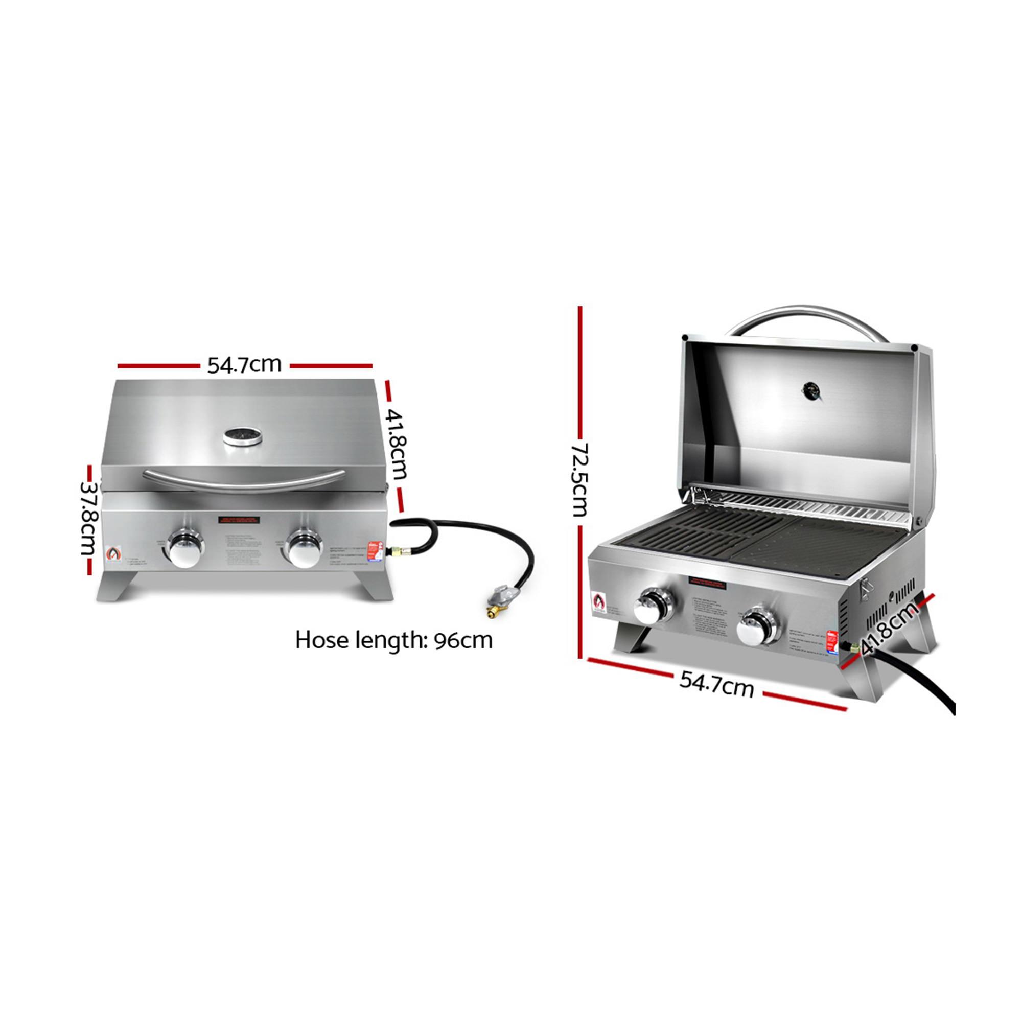 Grillz Gas Camping BBQ with Double Sided Grill Plate 60cm Image 3