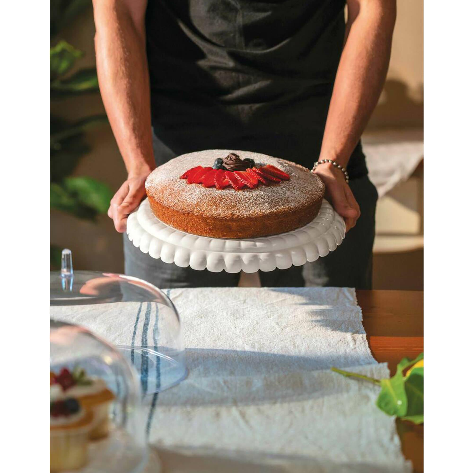 Guzzini Tiffany Cake Platter with Lid 30cm White Image 2