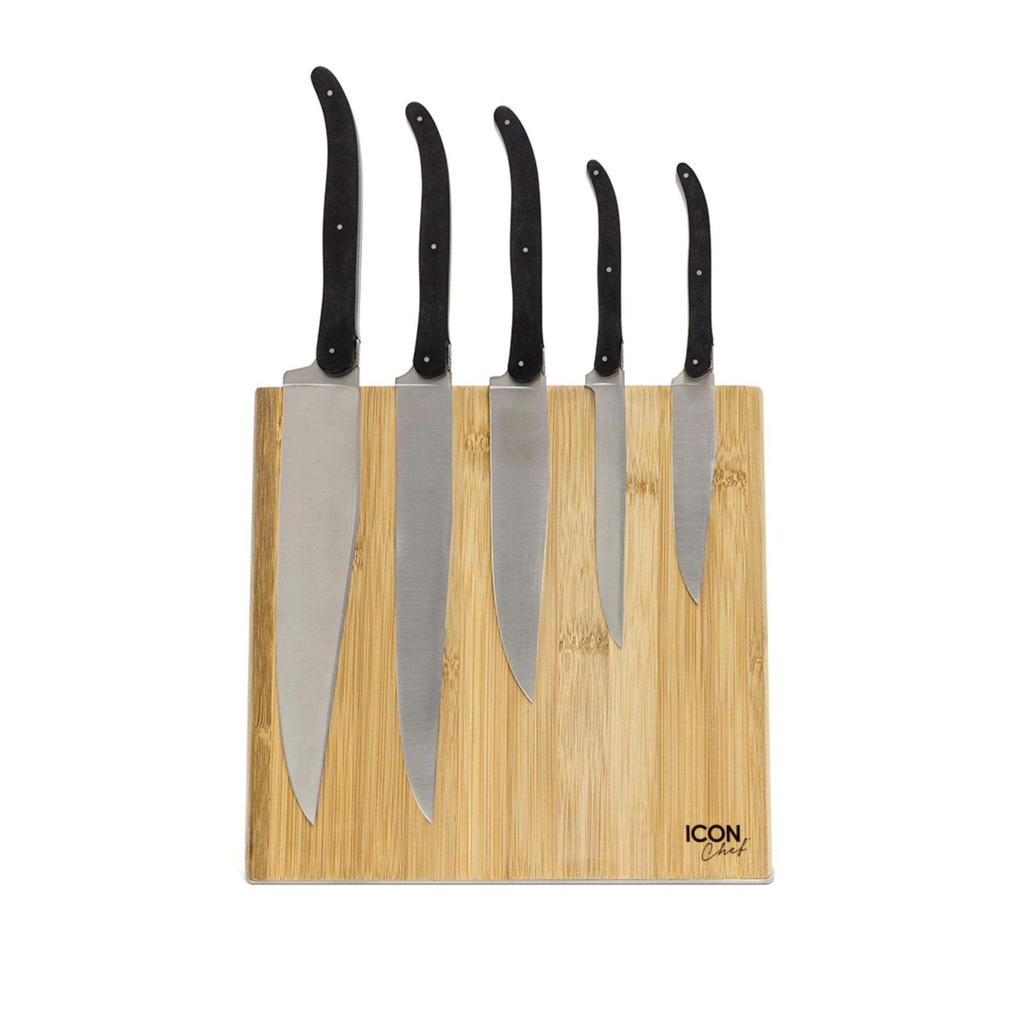 Icon Chef Magnetic Knife Block Stand with Stainless Steel Base Bamboo Image 2