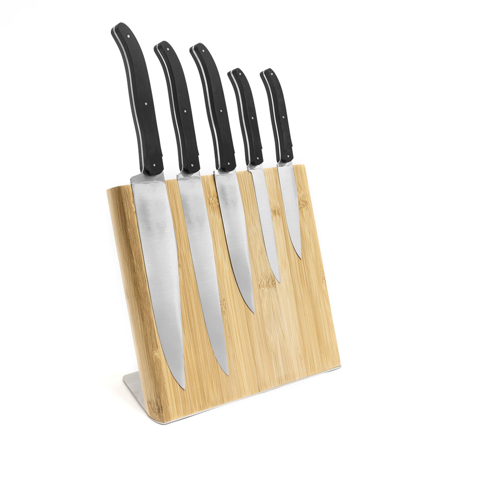 Icon Chef Magnetic Knife Block Stand with Stainless Steel Base Bamboo Image 3