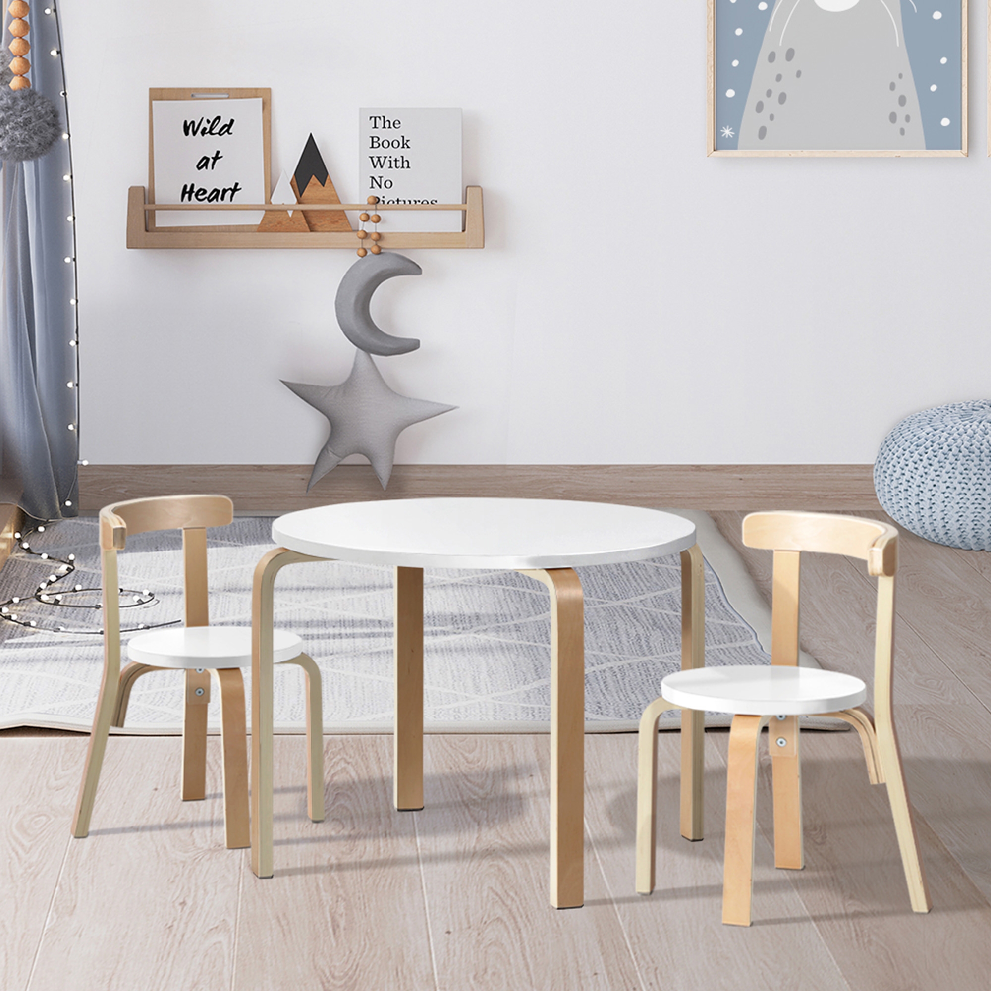 Keezi Nordic Kids Table and Chair 3pc Set Image 2