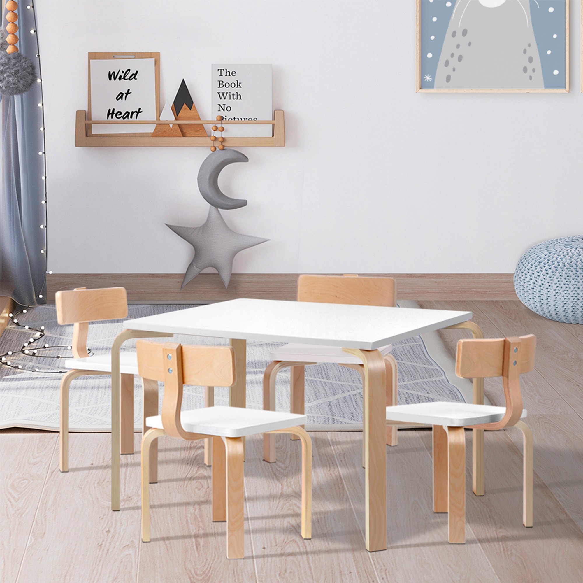 Keezi Nordic Kids Table and Chair 5pc Set Image 2