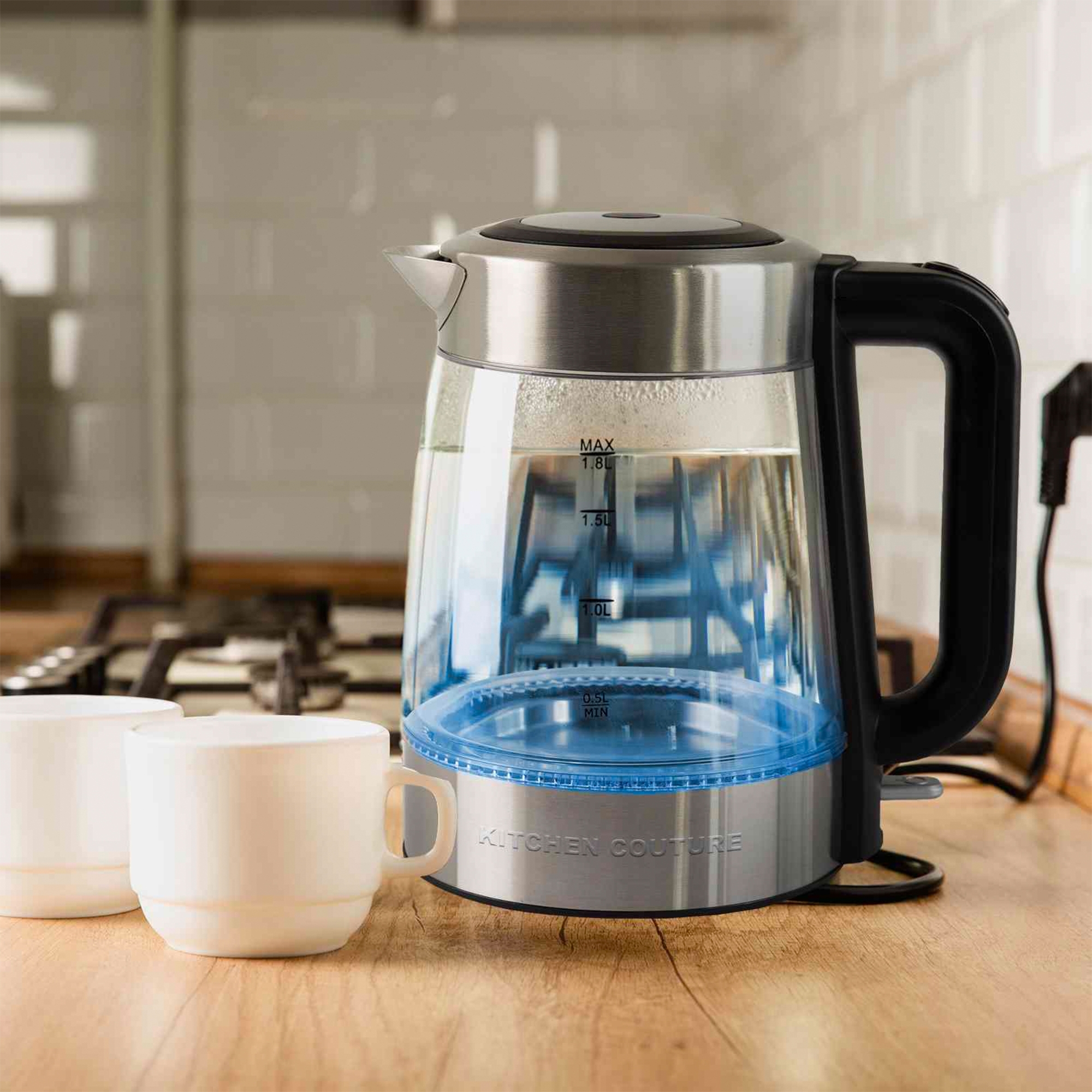 Kitchen Couture Cool Touch Electric Glass Kettle 1.7L Clear 2