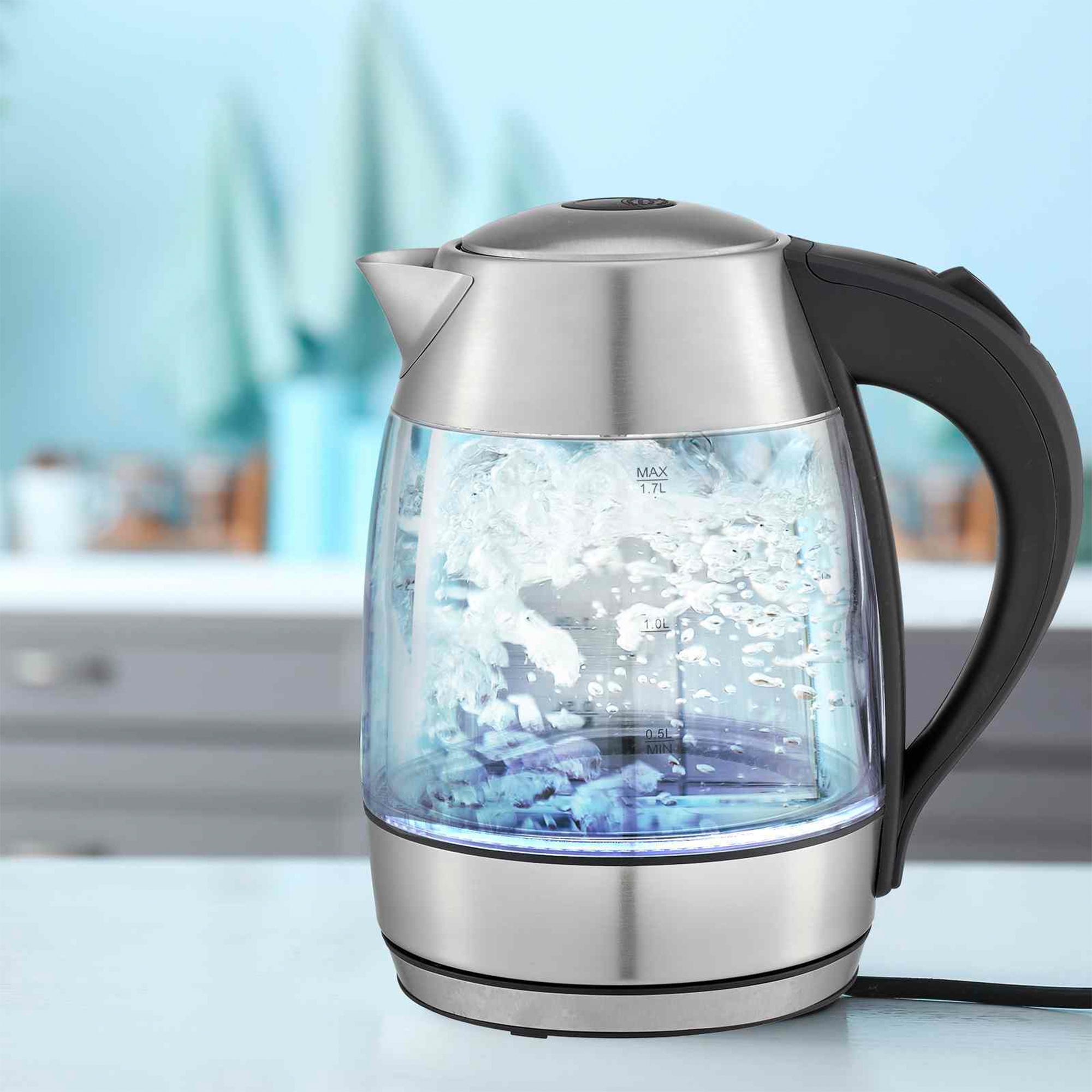 Kitchen Couture Cool Touch Slimline Electric Glass Kettle 1.7L Clear 2
