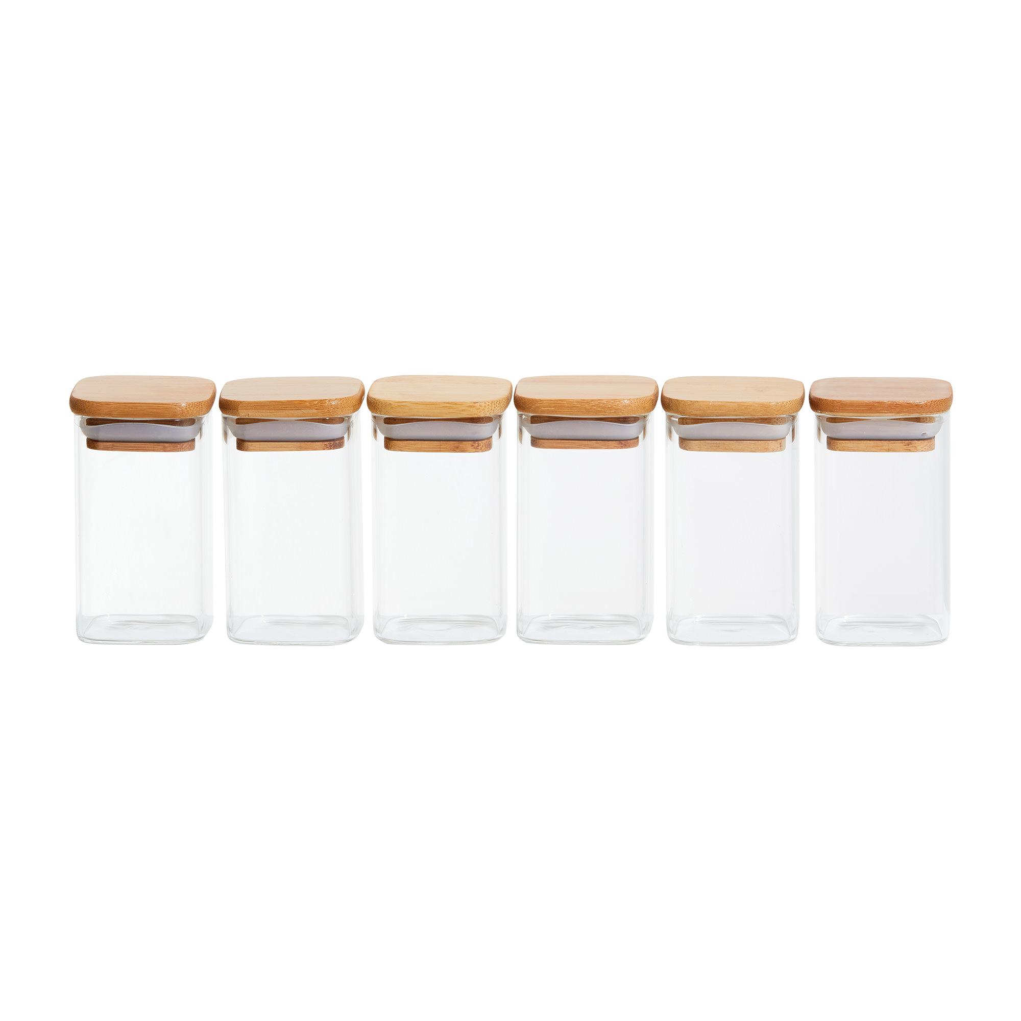 Kitchen Pro Eco Square Glass Spice Canister with Bamboo Lid 140ml Set of 6 Image 5