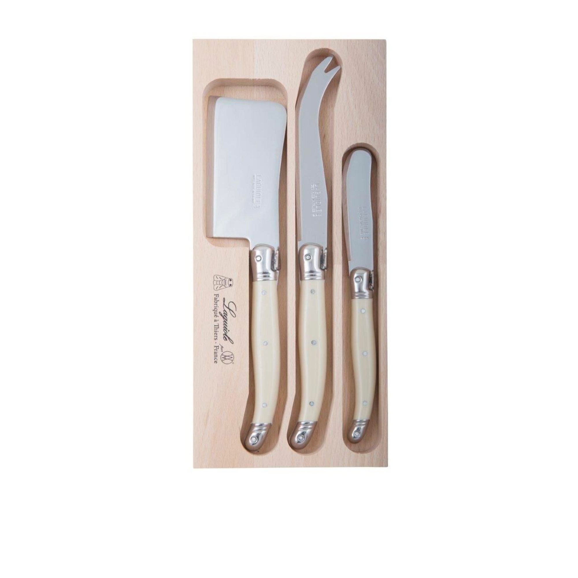 Laguiole by Andre Verdier Debutant Cheese Knife Set 3pc Ivory Image 1