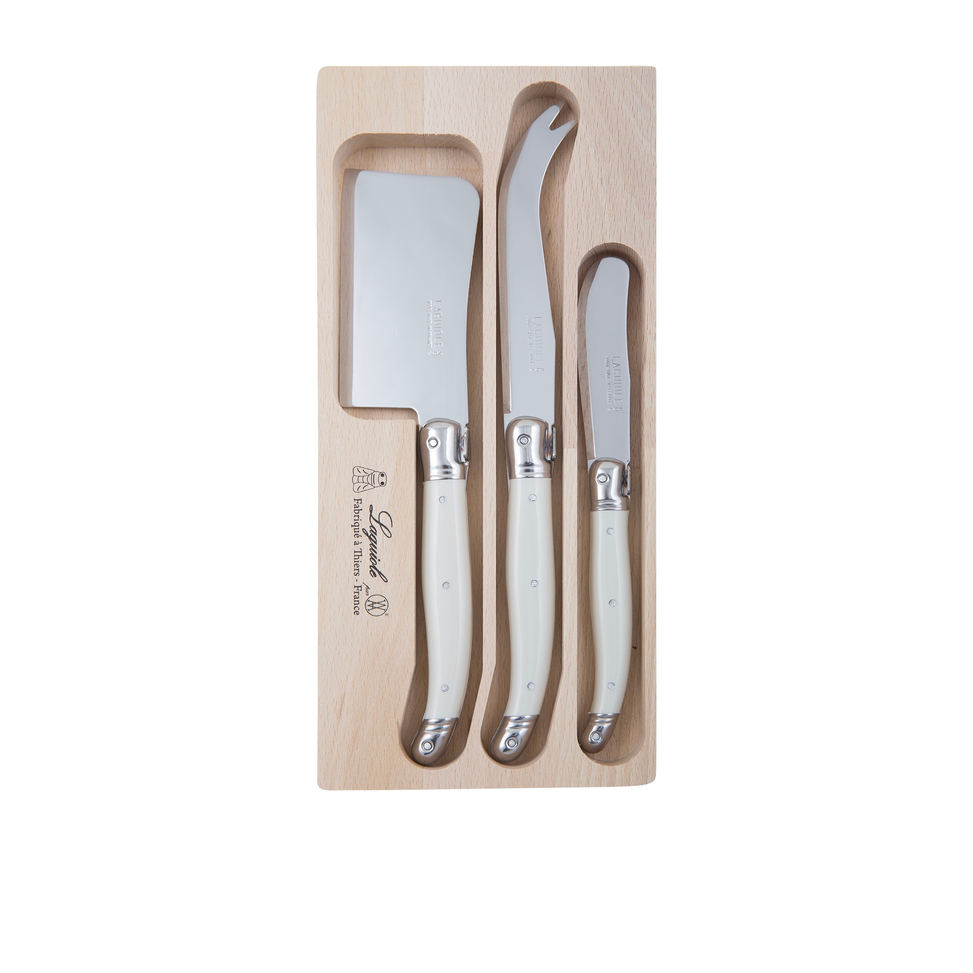 Laguiole by Andre Verdier Debutant Cheese Knife Set 3pc White Image 1