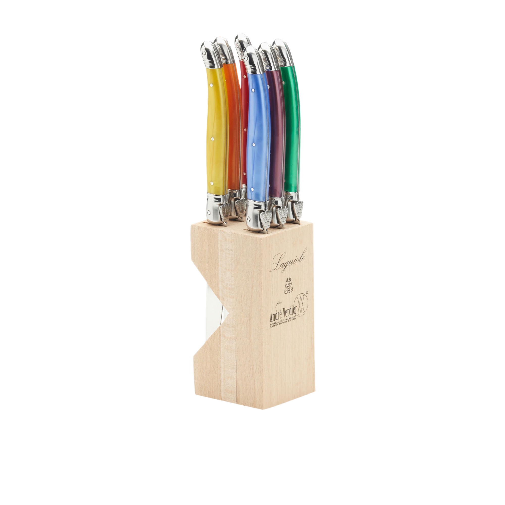 Laguiole by Andre Verdier Debutant 7pc Serrated Knife Block Set Mixed Image 1