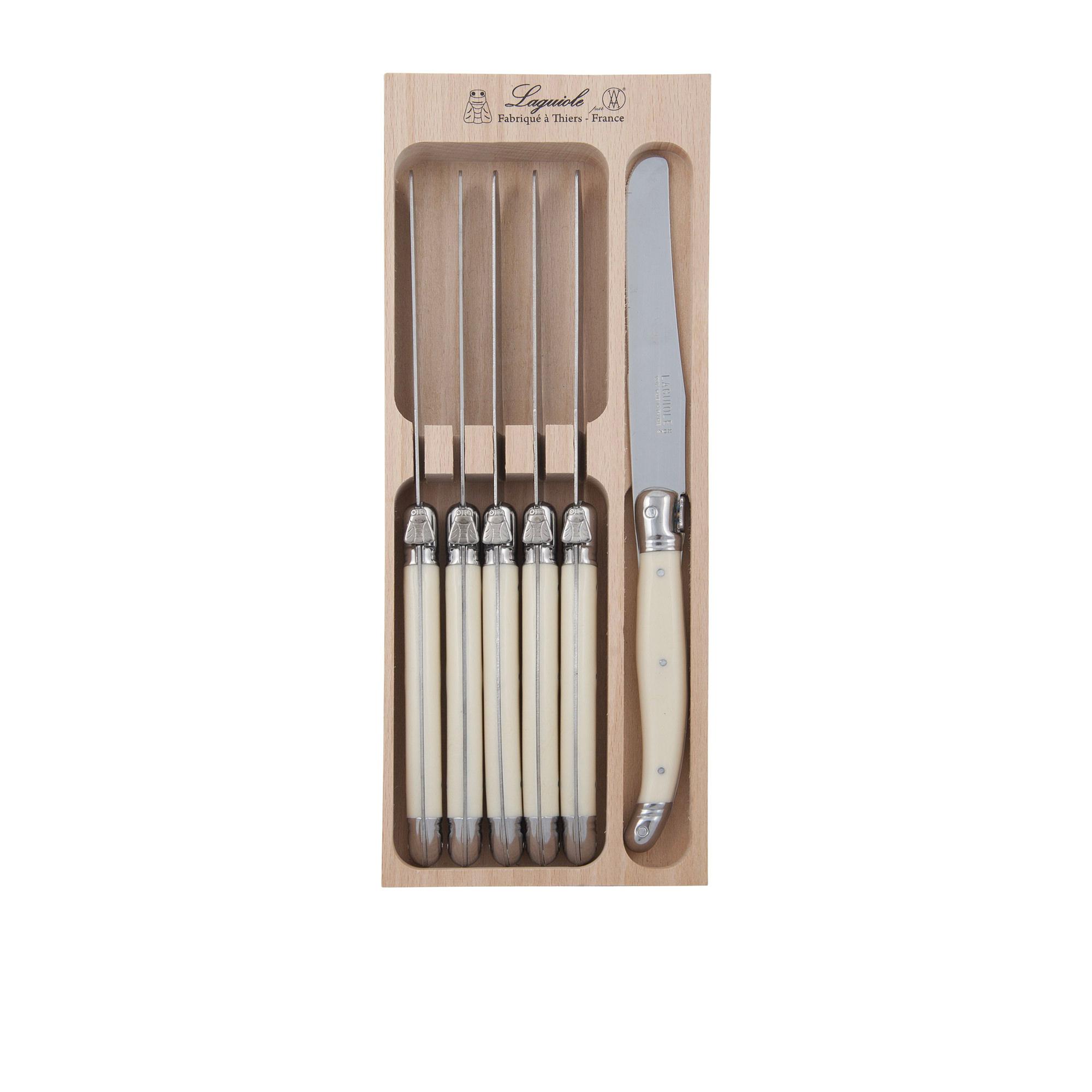 Laguiole by Andre Verdier Debutant Table Knife Set of 6 Ivory Image 1