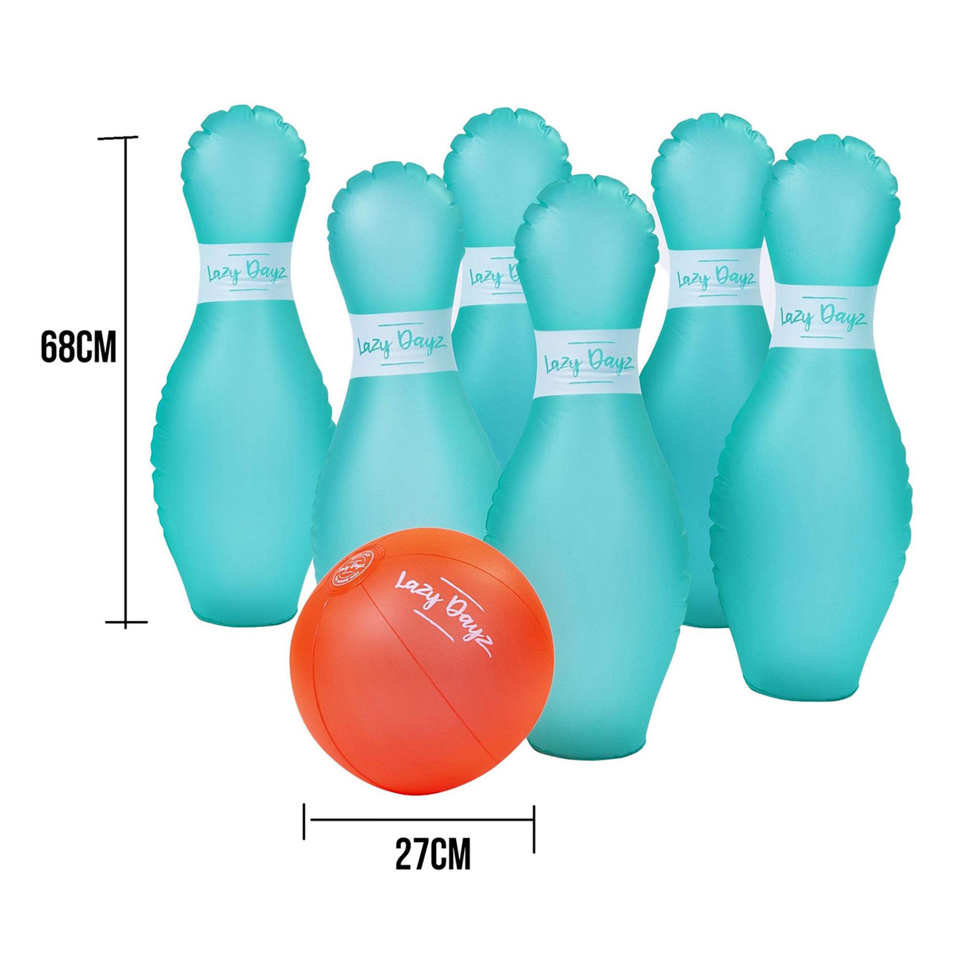 Lazy Dayz Inflatable Bowling Set Teal and Orange Image 3