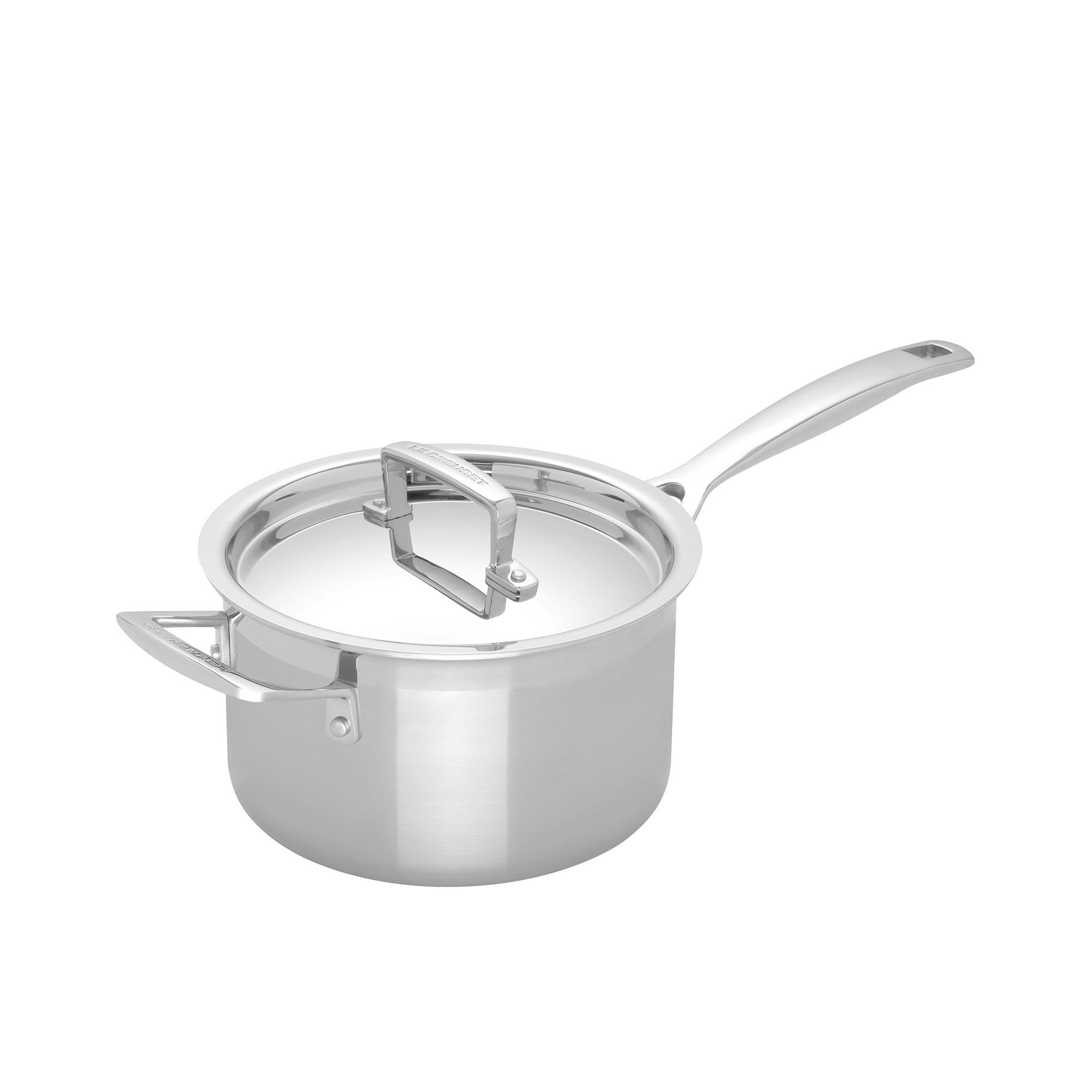 Le Creuset 3-Ply Stainless Steel Saucepan with Lid 18cm - 2.8L Image 1