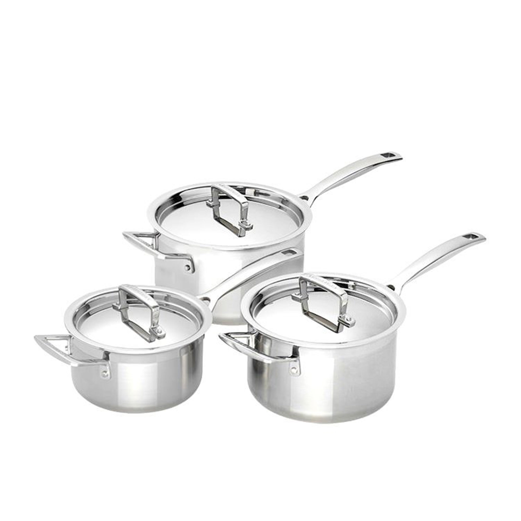 Le Creuset 3-Ply 3pc Stainless Steel Saucepan Set Image 1
