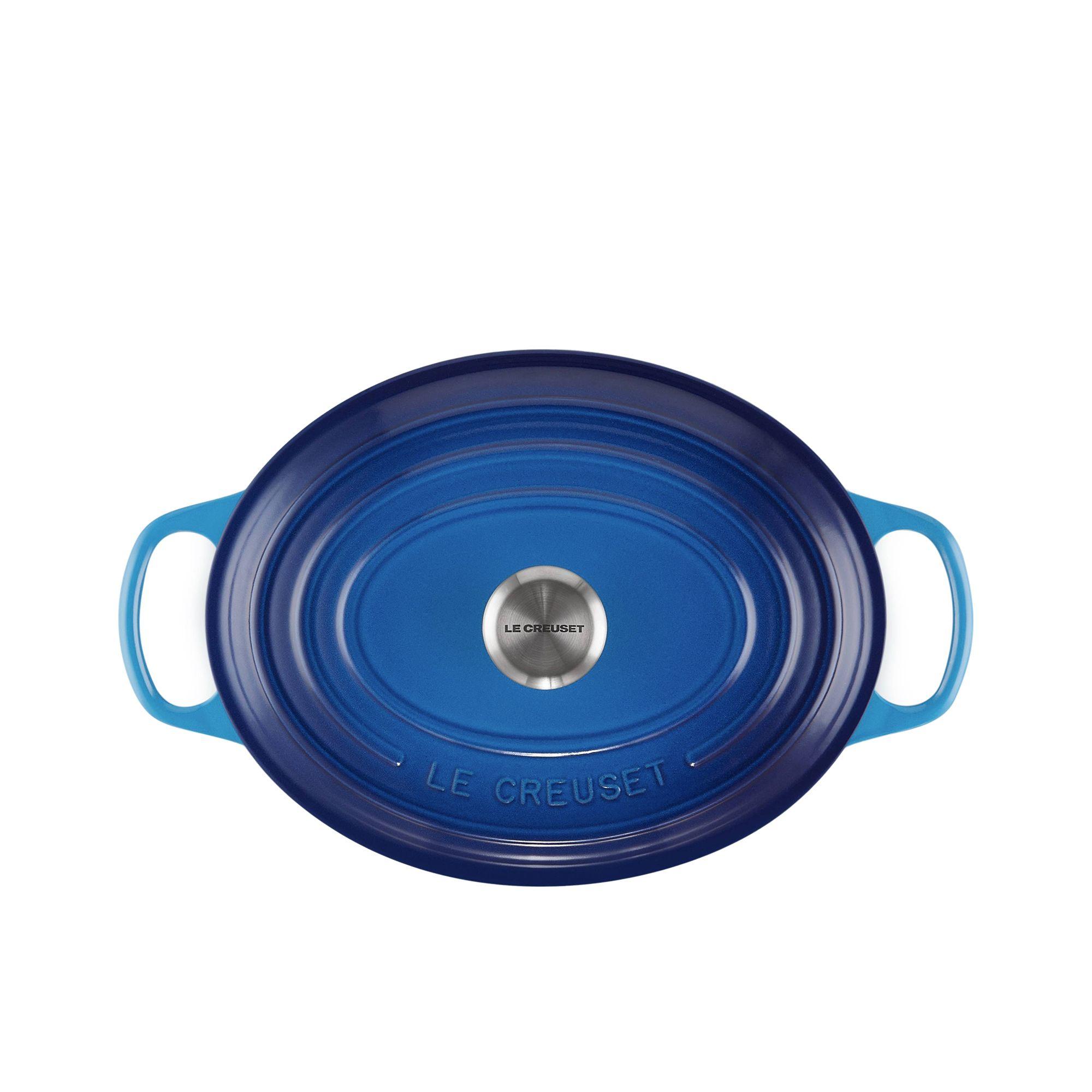 Le Creuset Signature Cast Iron Oval Casserole 27cm - 4.1L Azure Blue Image 6