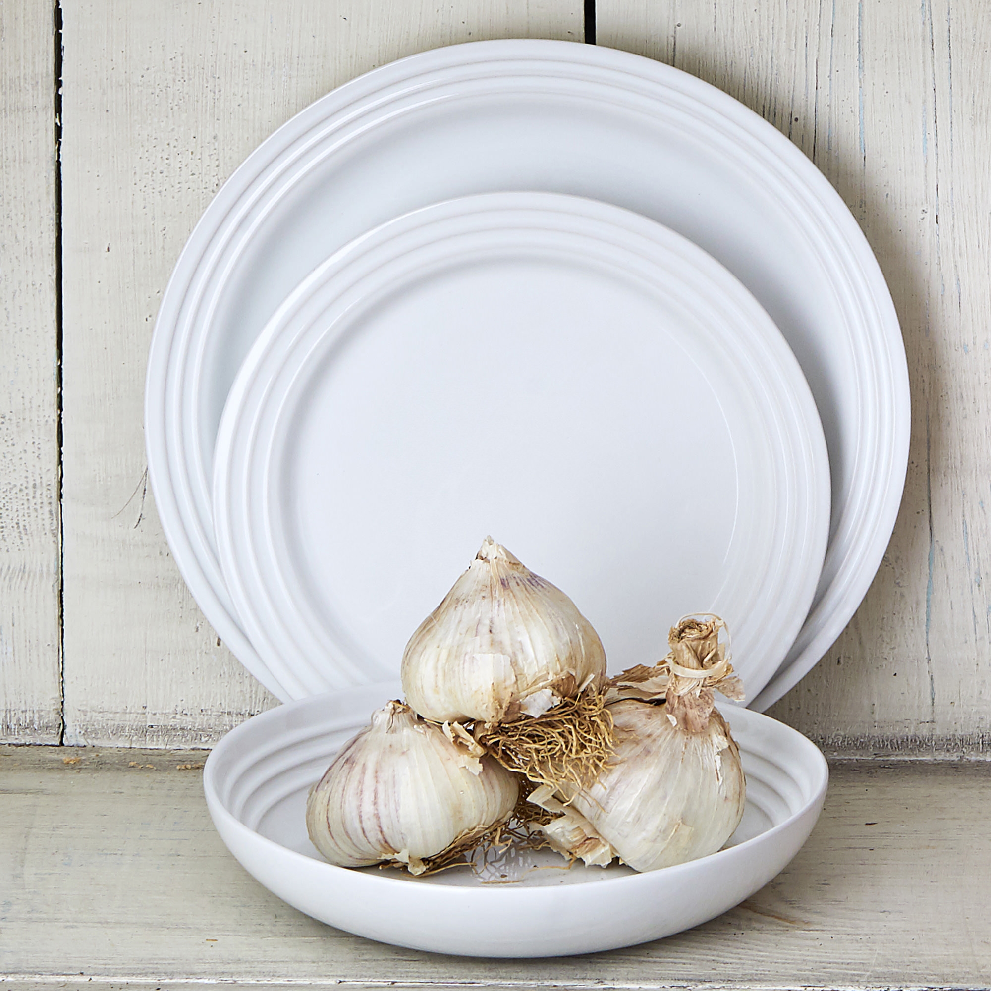 Le Creuset Stoneware Dinner Plate Set of 4 White Image 2