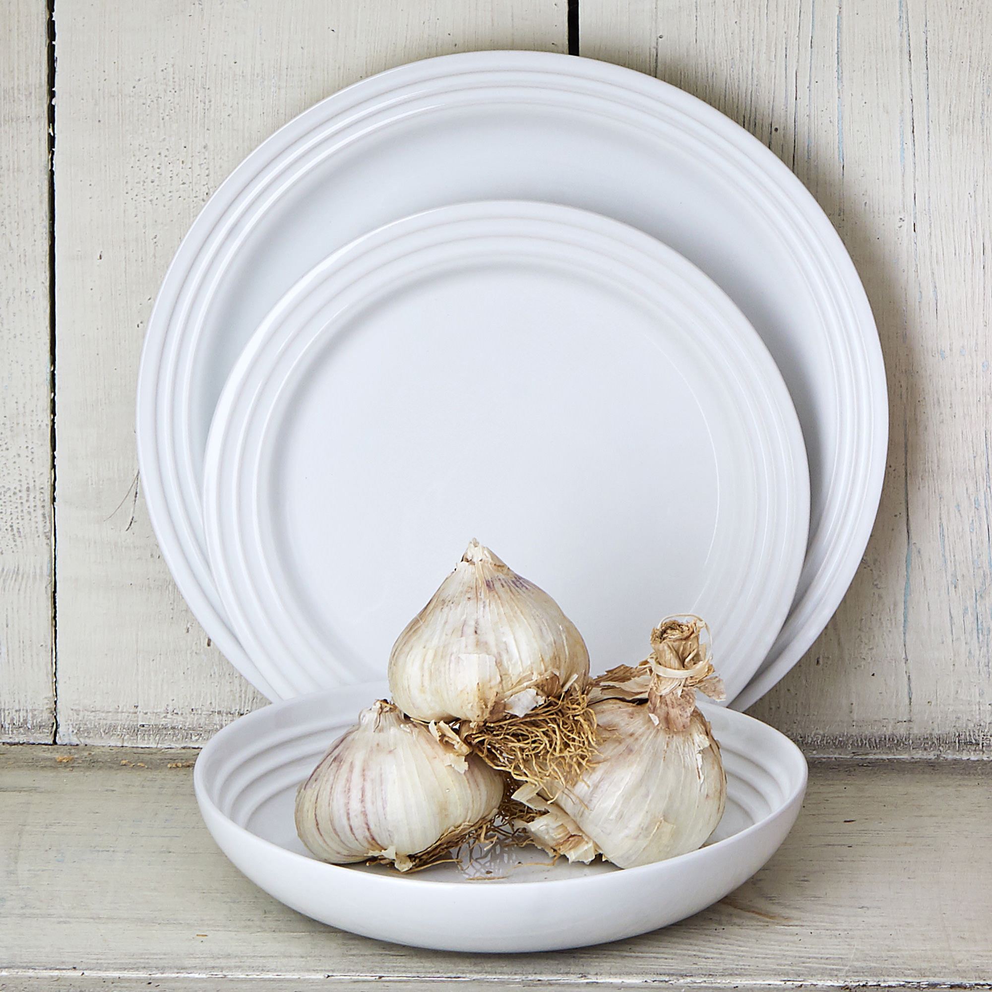 Le Creuset Stoneware Salad Plate Set of 4 White Image 2