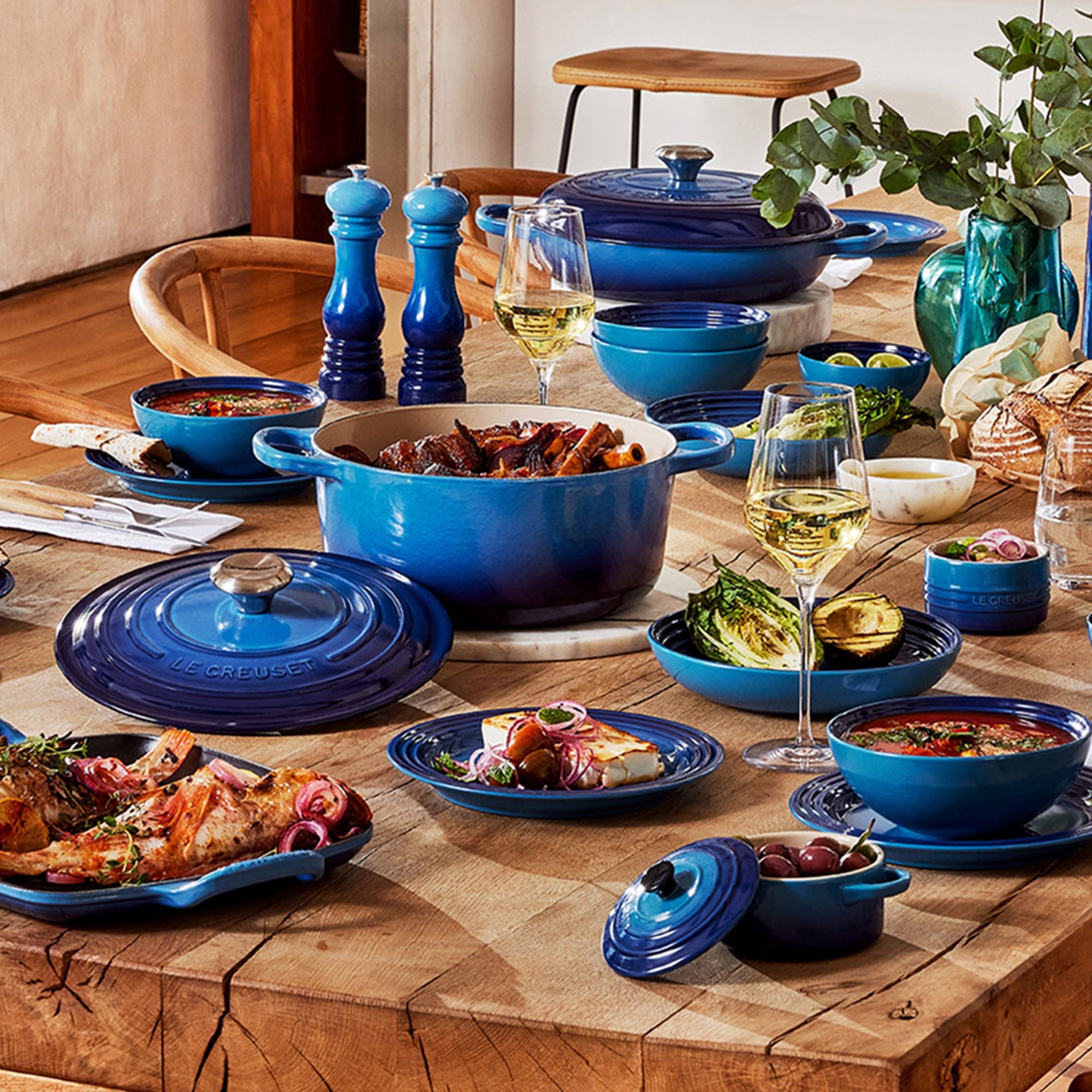 Le Creuset Stoneware Salad Plate Set of 4 Azure Blue Image 2