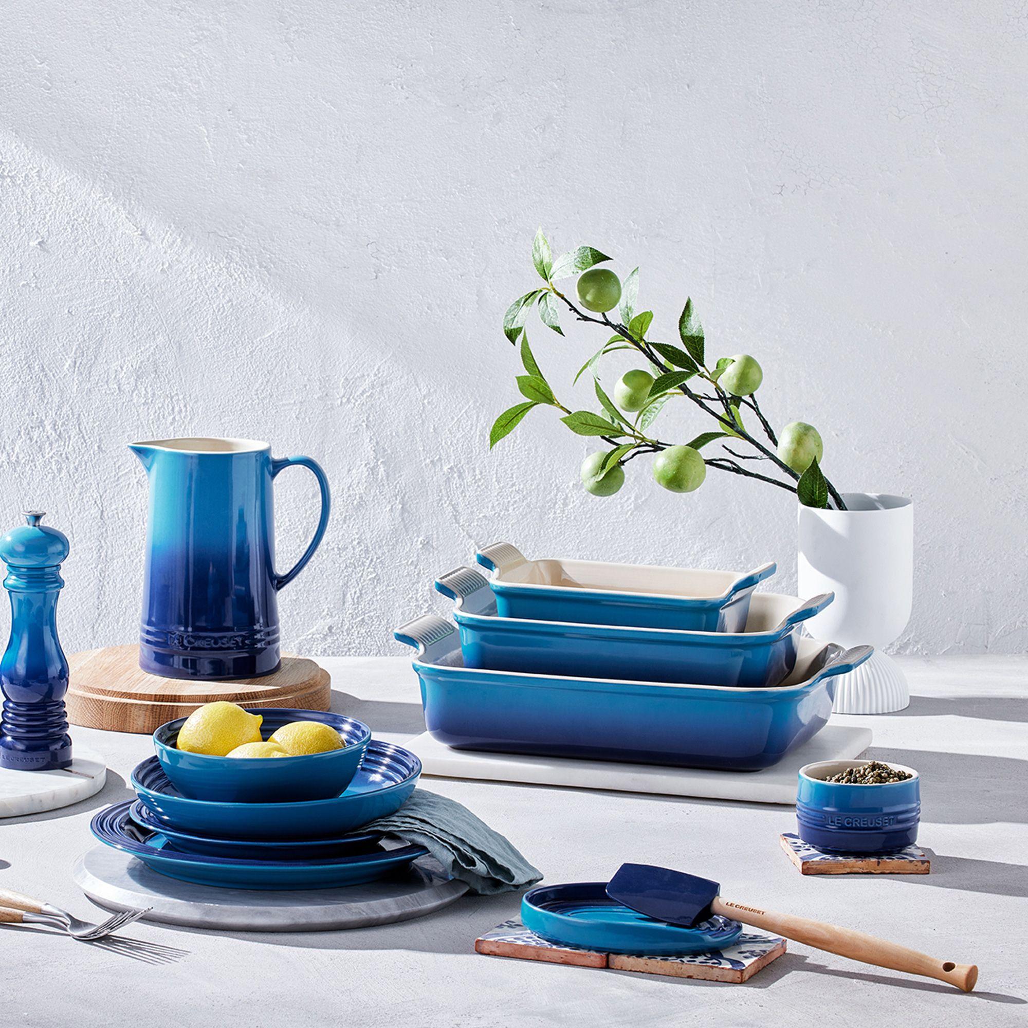 Le Creuset Stoneware Salad Plate Set of 4 Azure Blue Image 3