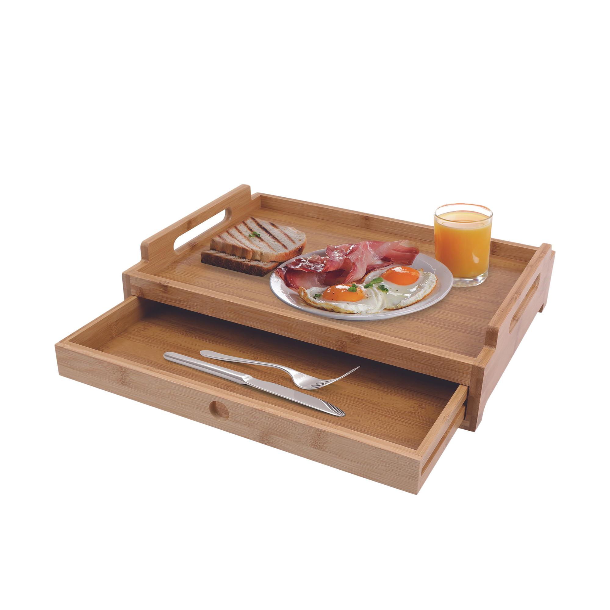 Living Today Bamboo Serving Tray With Drawer 43x31cm Image 2