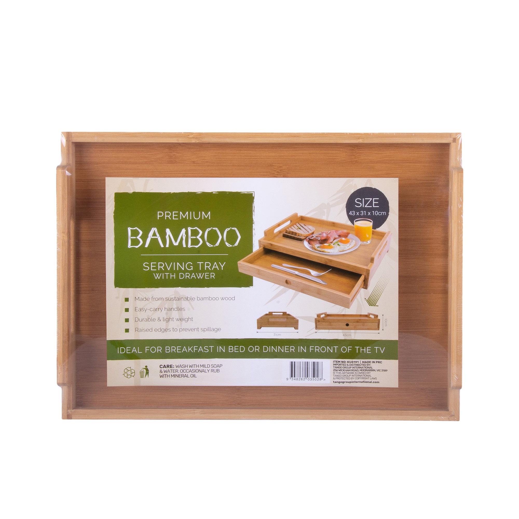 Living Today Bamboo Serving Tray With Drawer 43x31cm Image 5