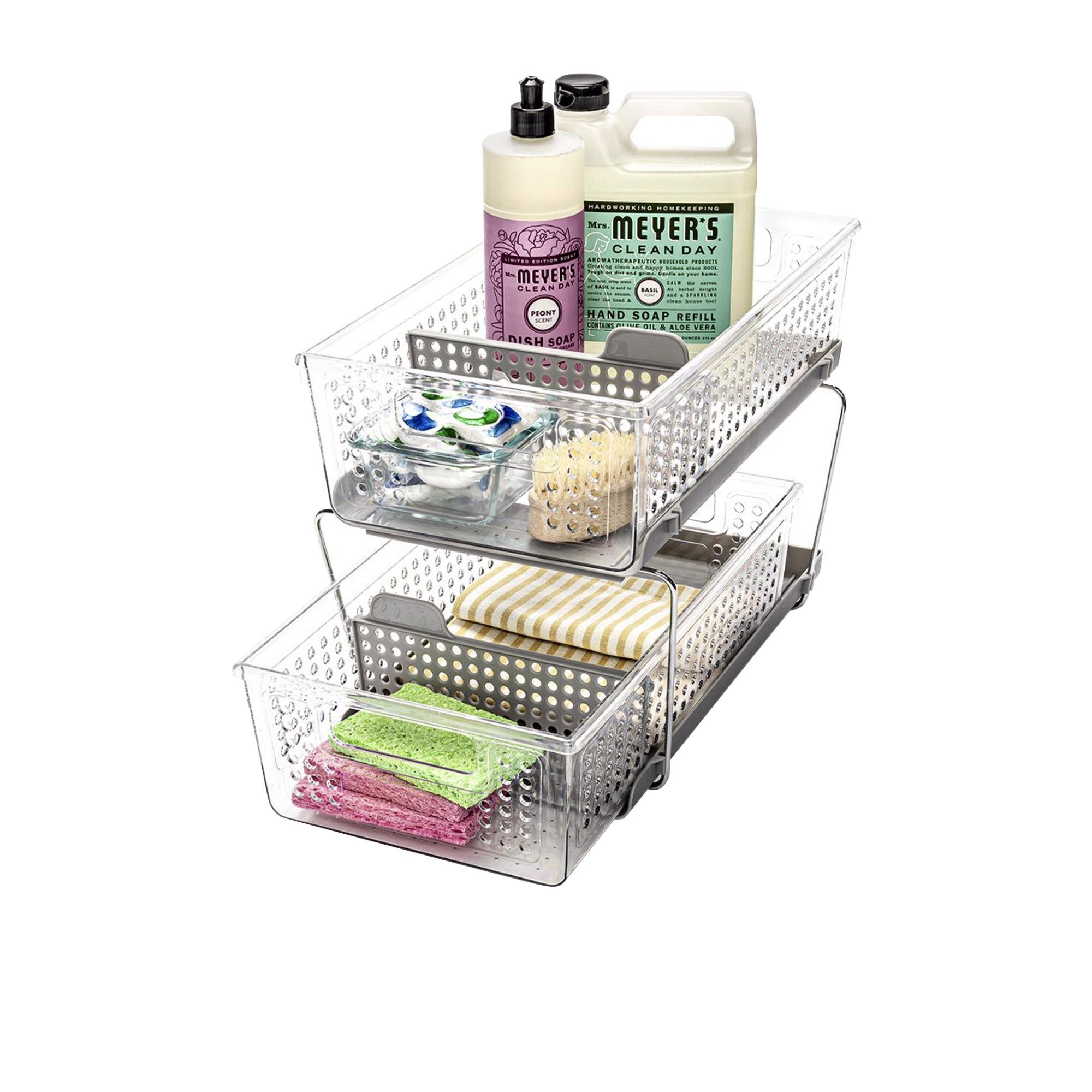 Madesmart 2 Tier Storage Organiser with Dividers Clear Image 3