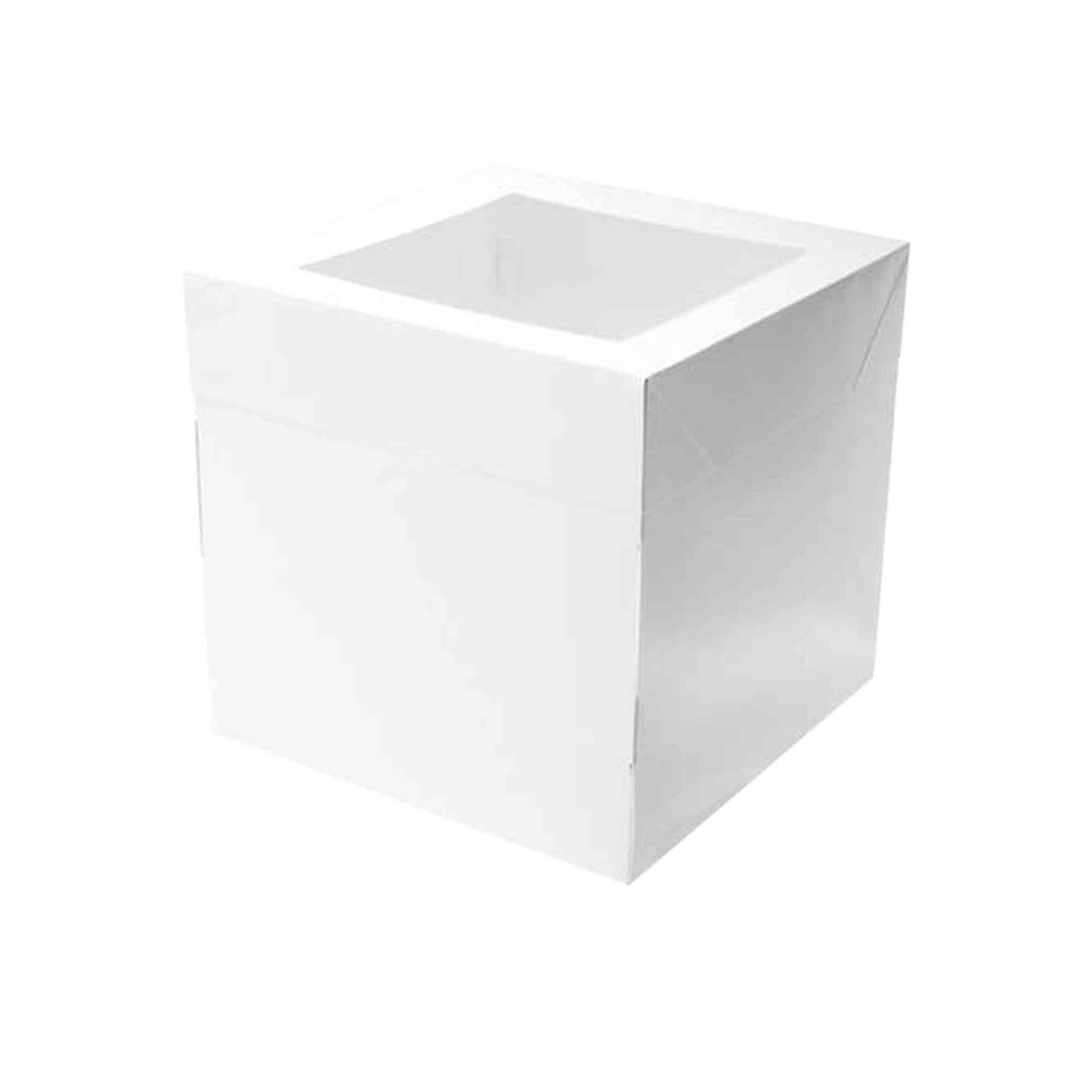 Mondo Square Tall Cake Box 25x25x25cm Set of 10 White Image 2