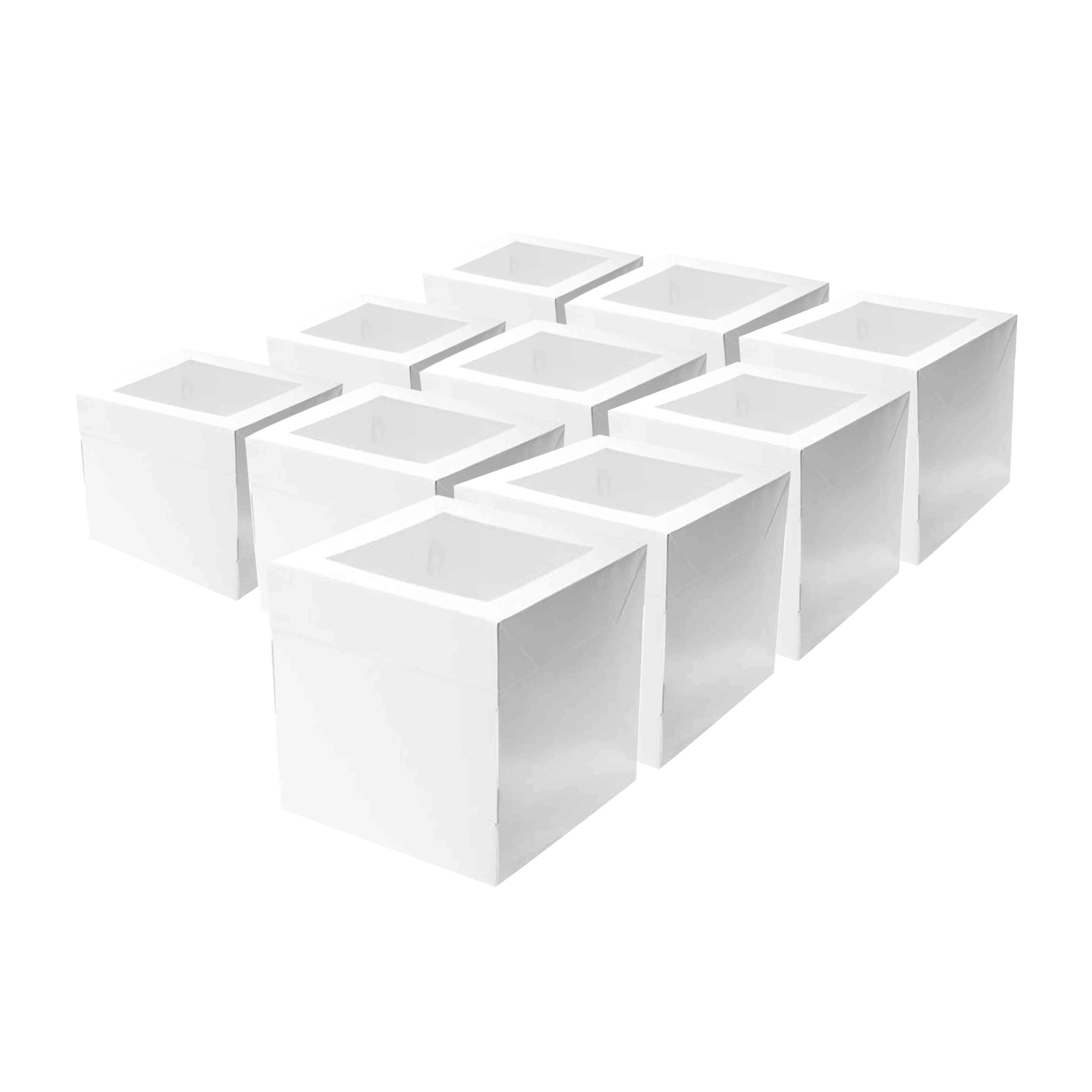 Mondo Square Tall Cake Box 25x25x25cm Set of 10 White Image 1