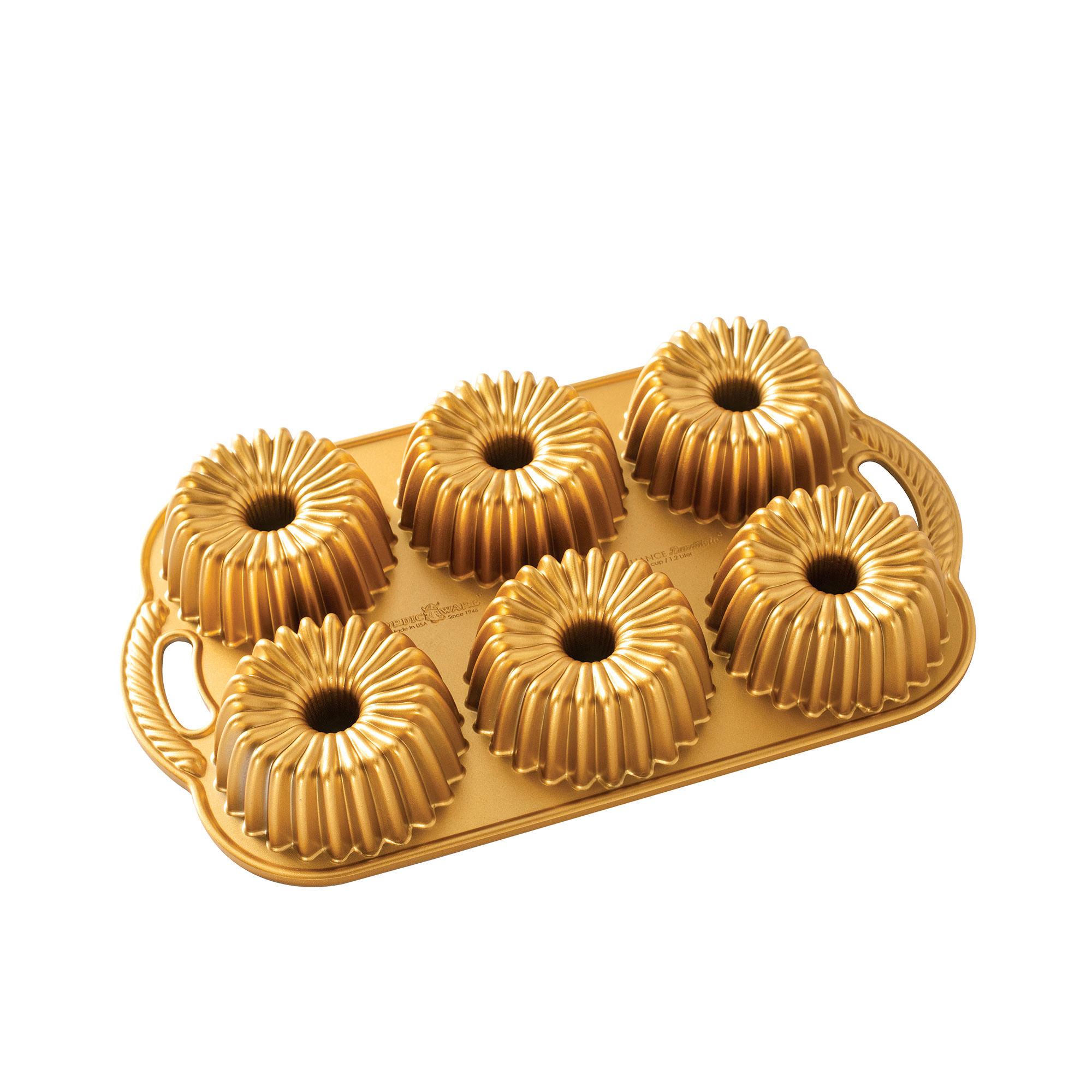 Nordic Ware Brilliance Bundtlette Muffin Pan 6 Cup Gold Image 3