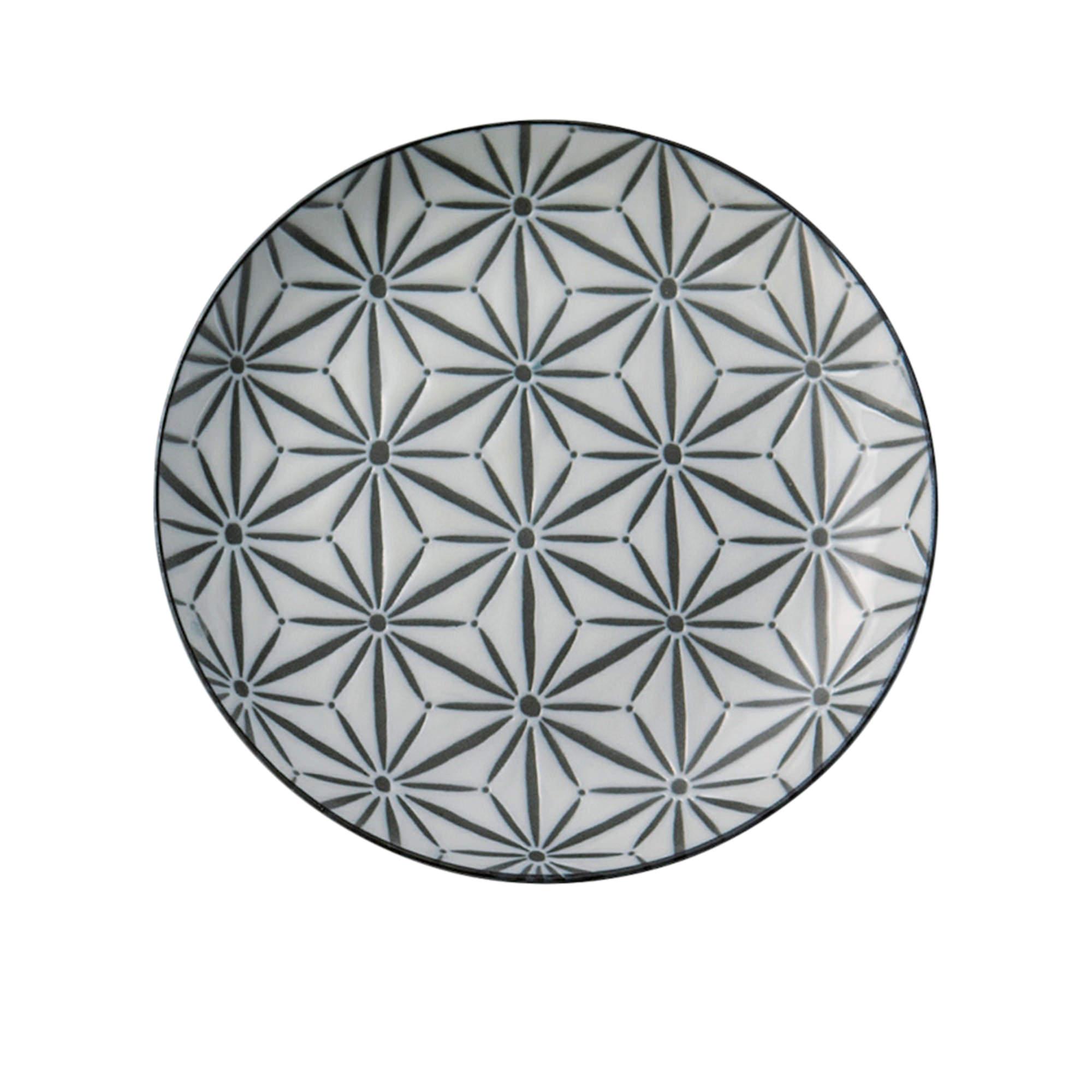 Japanese Collection Komon Porcelain Entree Plate Set of 5 Black Image 3