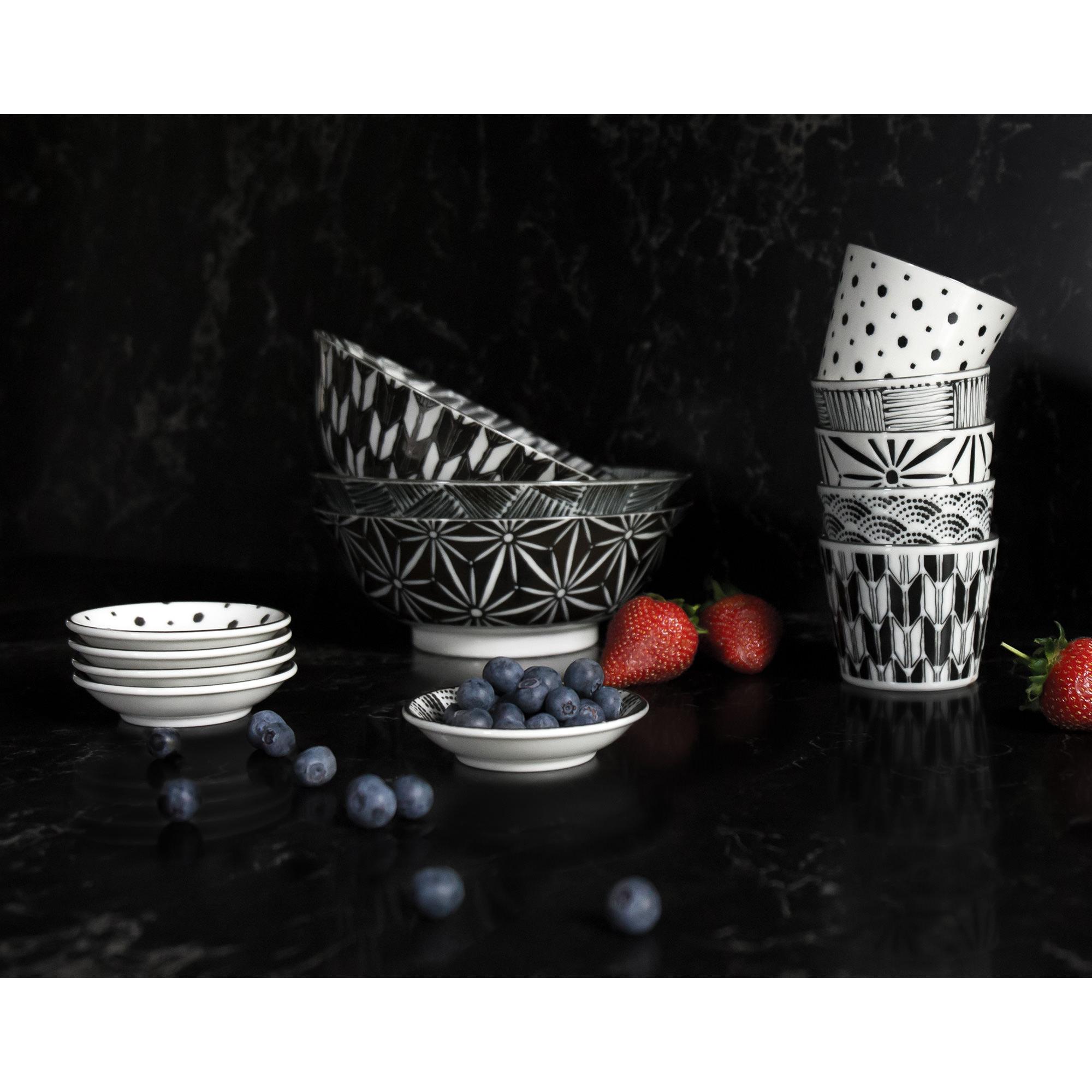 Japanese Collection Komon Porcelain Bowl Set of 5 Black Image 5