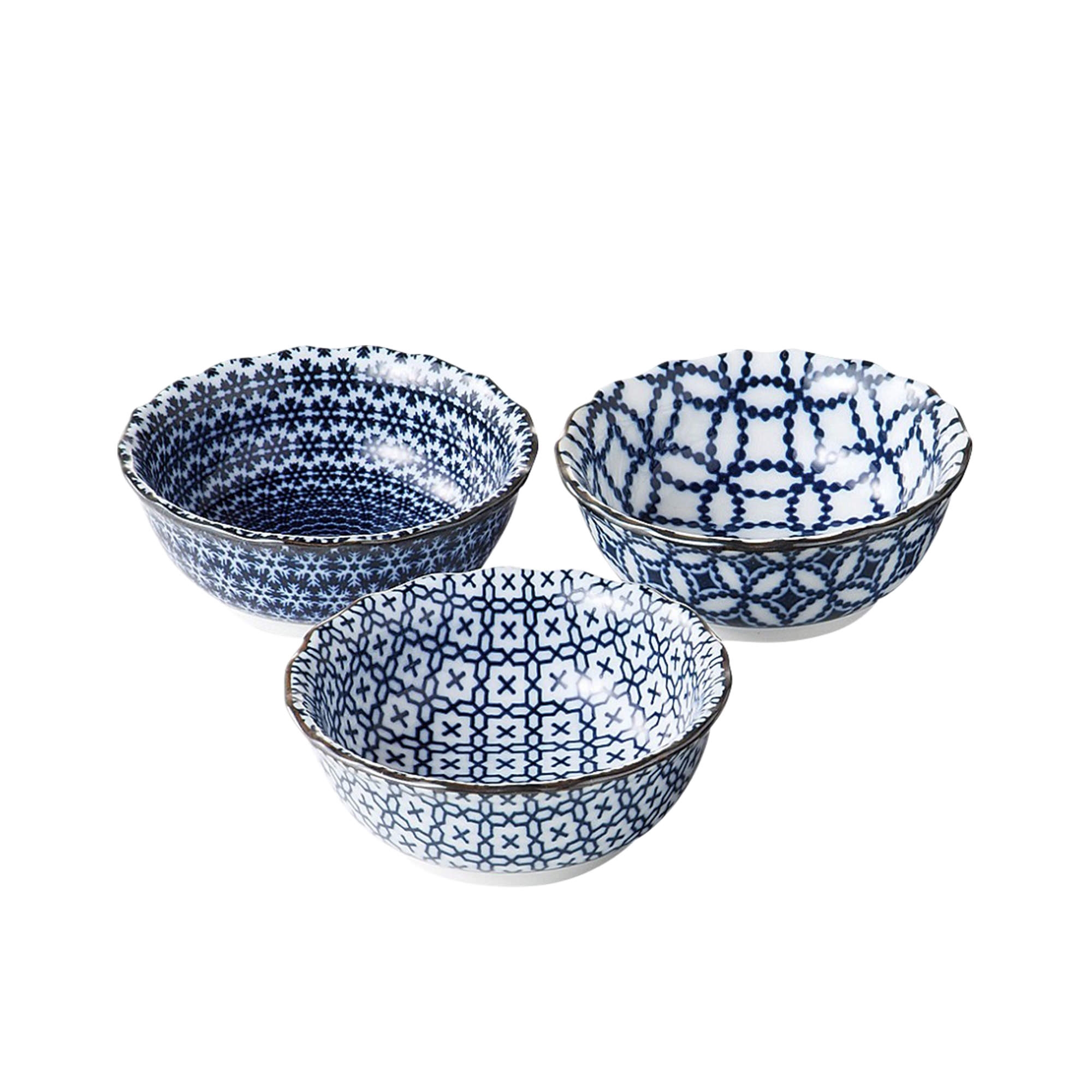 Japanese Collection Nami Porcelain Dipping Bowl Set of 5 Blue Image 2