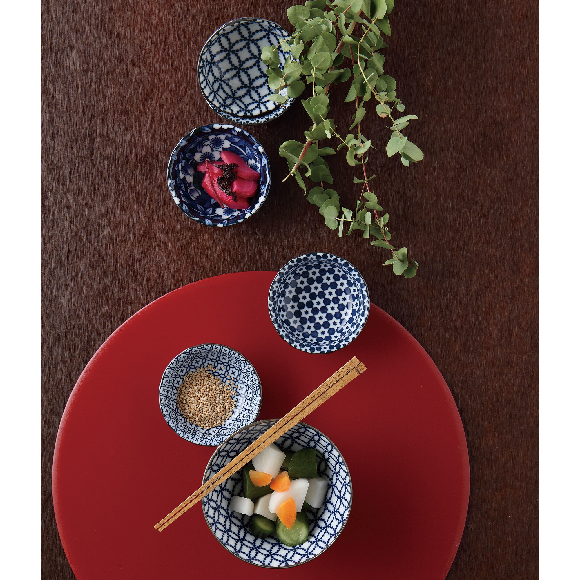 Japanese Collection Nami Porcelain Dipping Bowl Set of 5 Blue Image 5