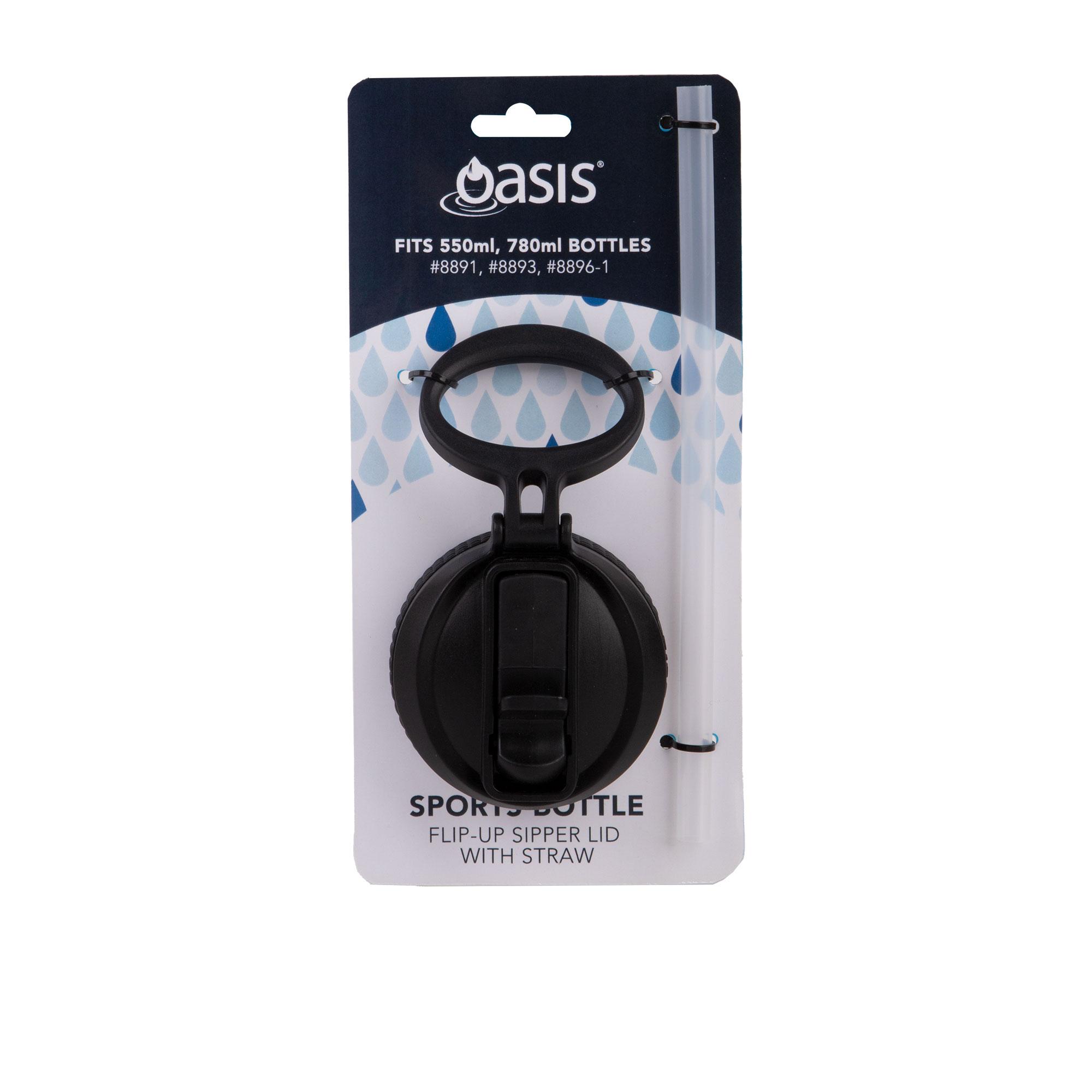 Oasis Challenger Sipper Ports Bottle Lid and 1 Straw Carded Black Image 2