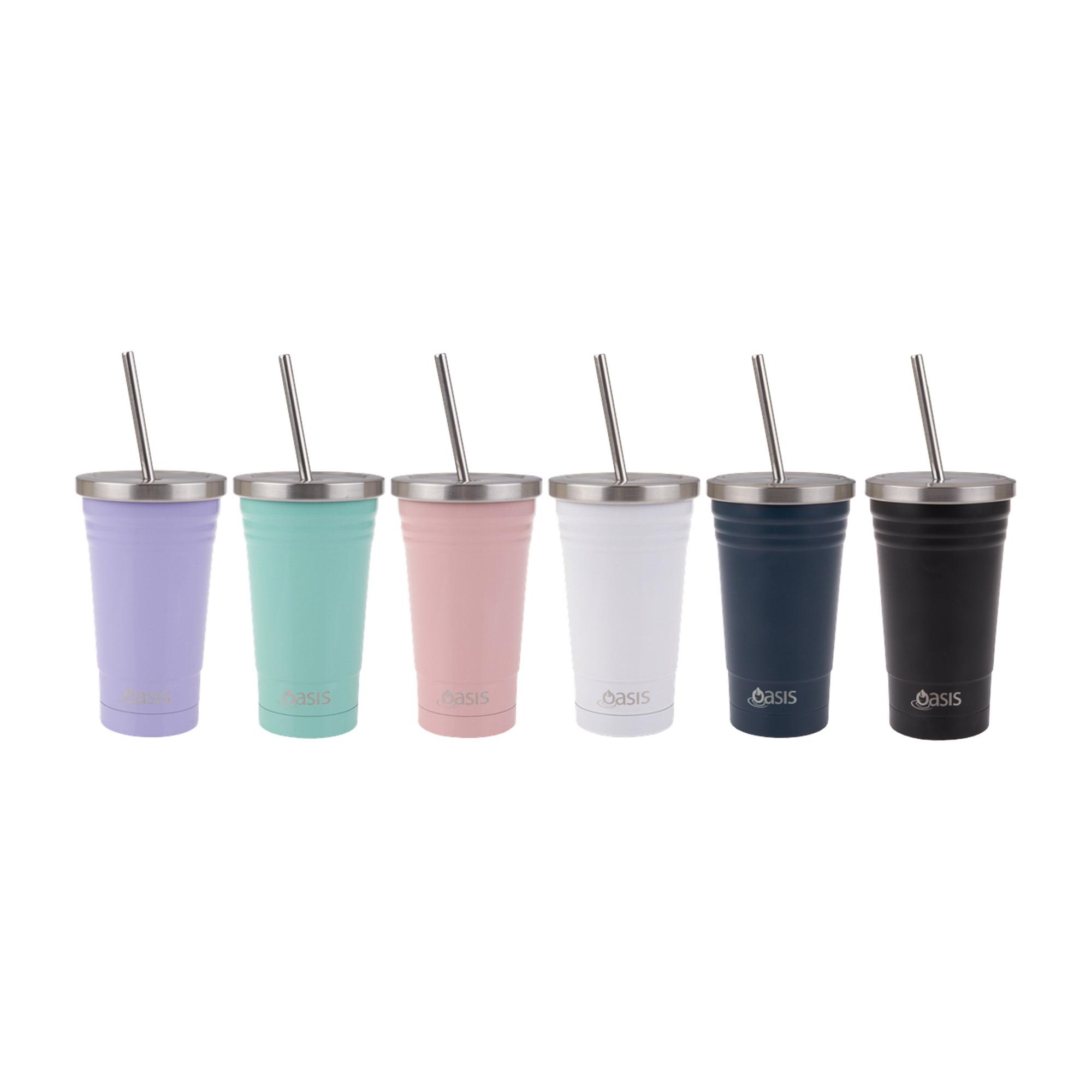 Oasis Double Wall Insulated Smoothie Tumbler with Straw 500ml Spearmint Image 3