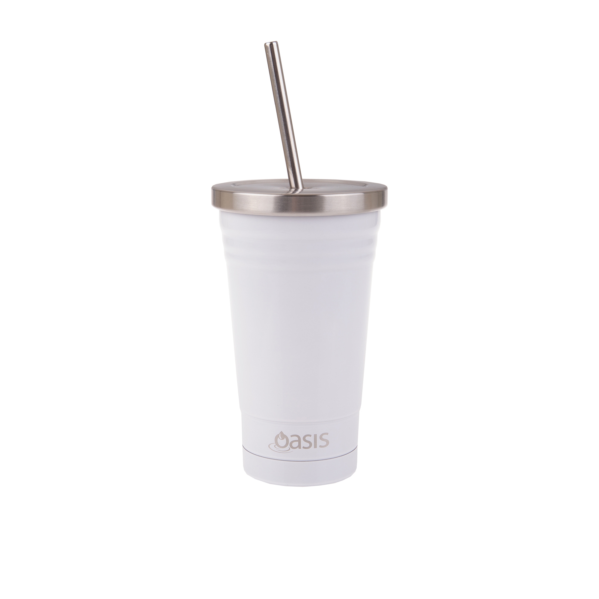 Oasis Double Wall Insulated Smoothie Tumbler with Straw 500ml White Image 1