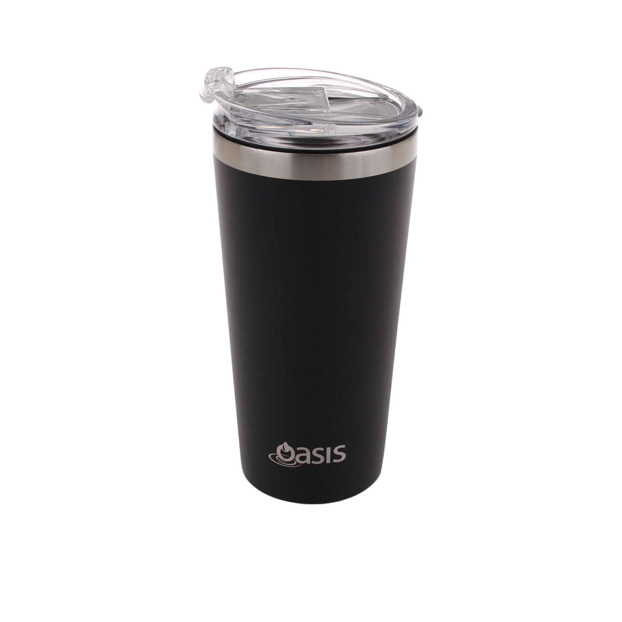 Oasis Double Wall Insulated Travel Mug with Lid 480ml Matte Black Image 1