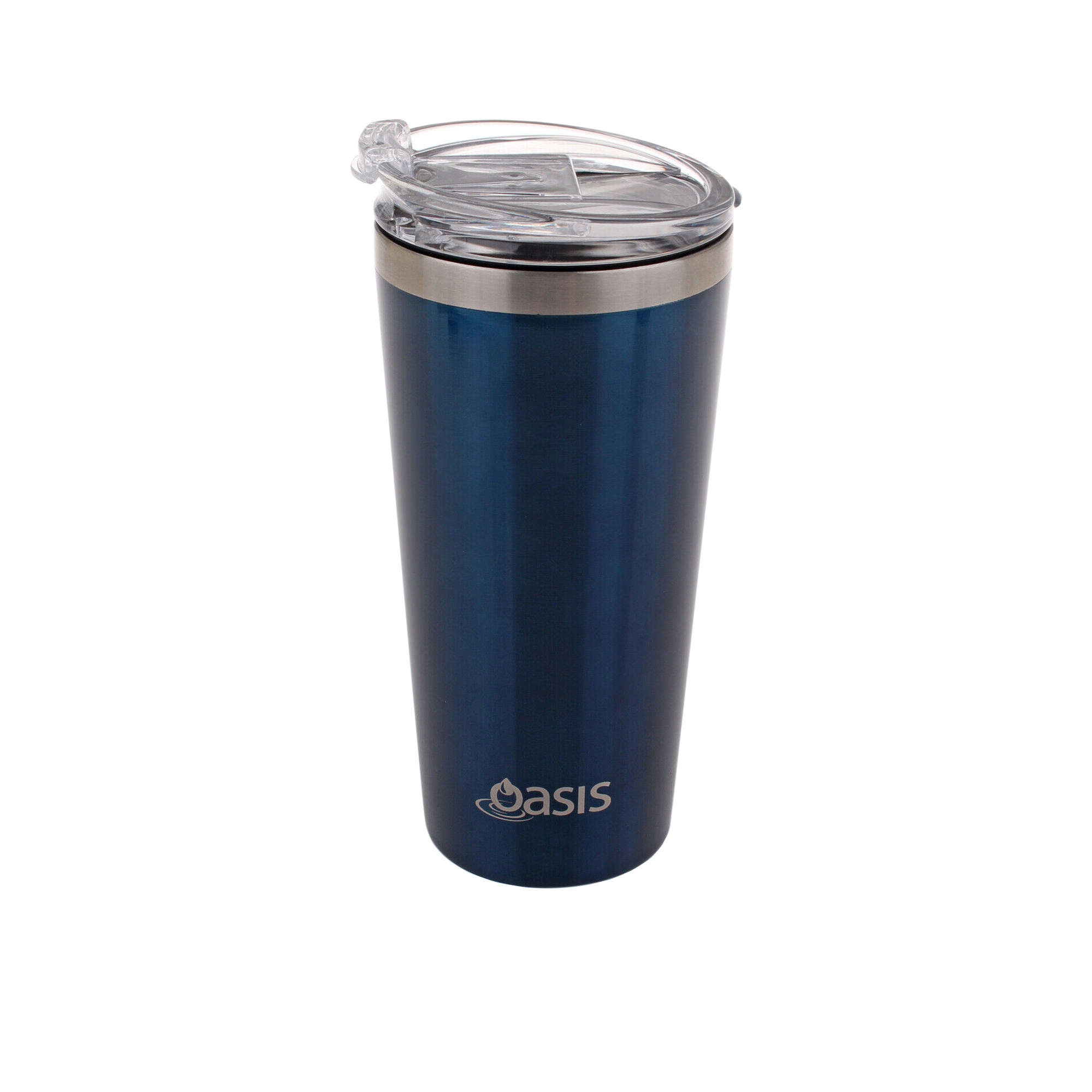Oasis Double Wall Insulated Travel Mug with Lid 480ml Navy Image 1