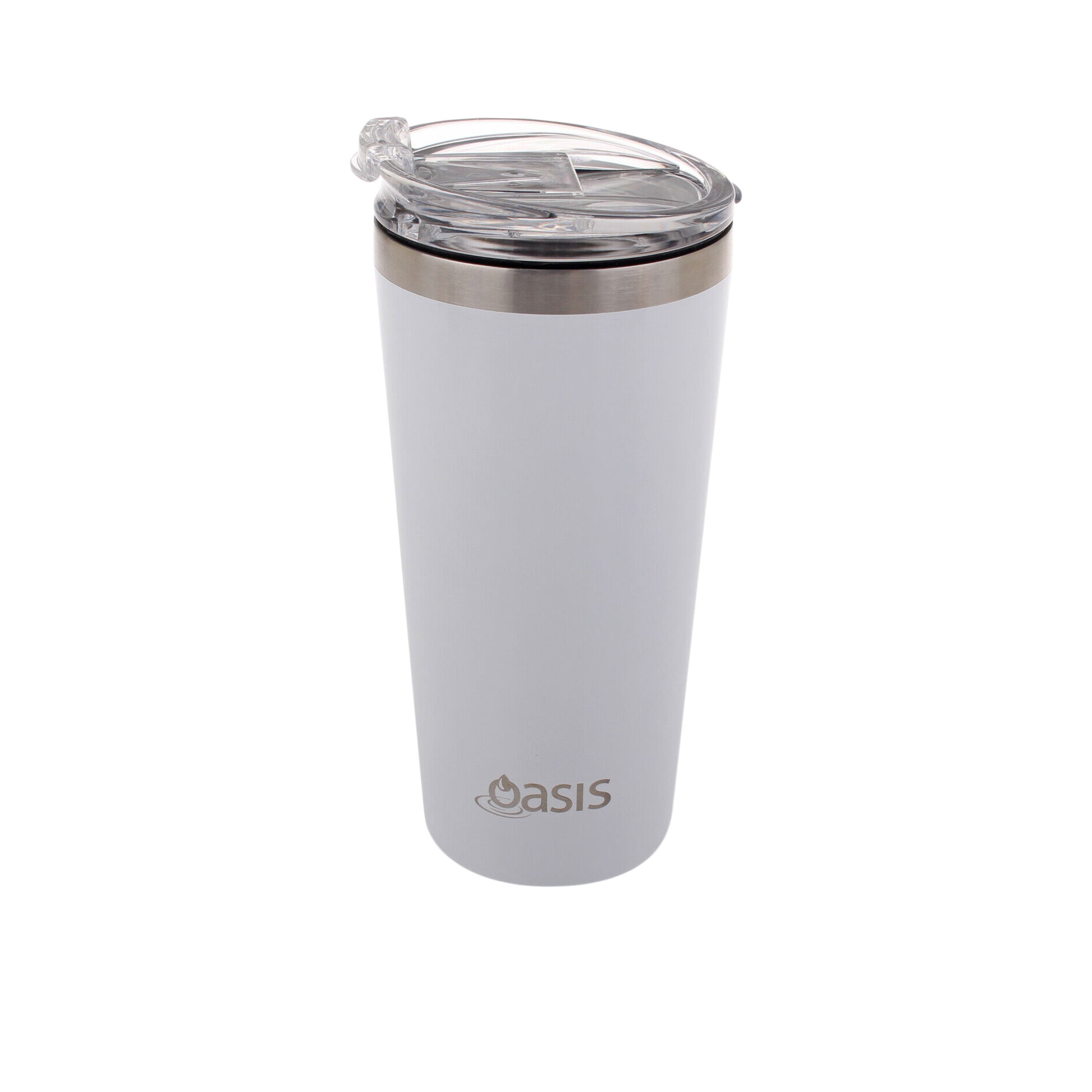 Oasis Double Wall Insulated Travel Mug with Lid 480ml White Image 1