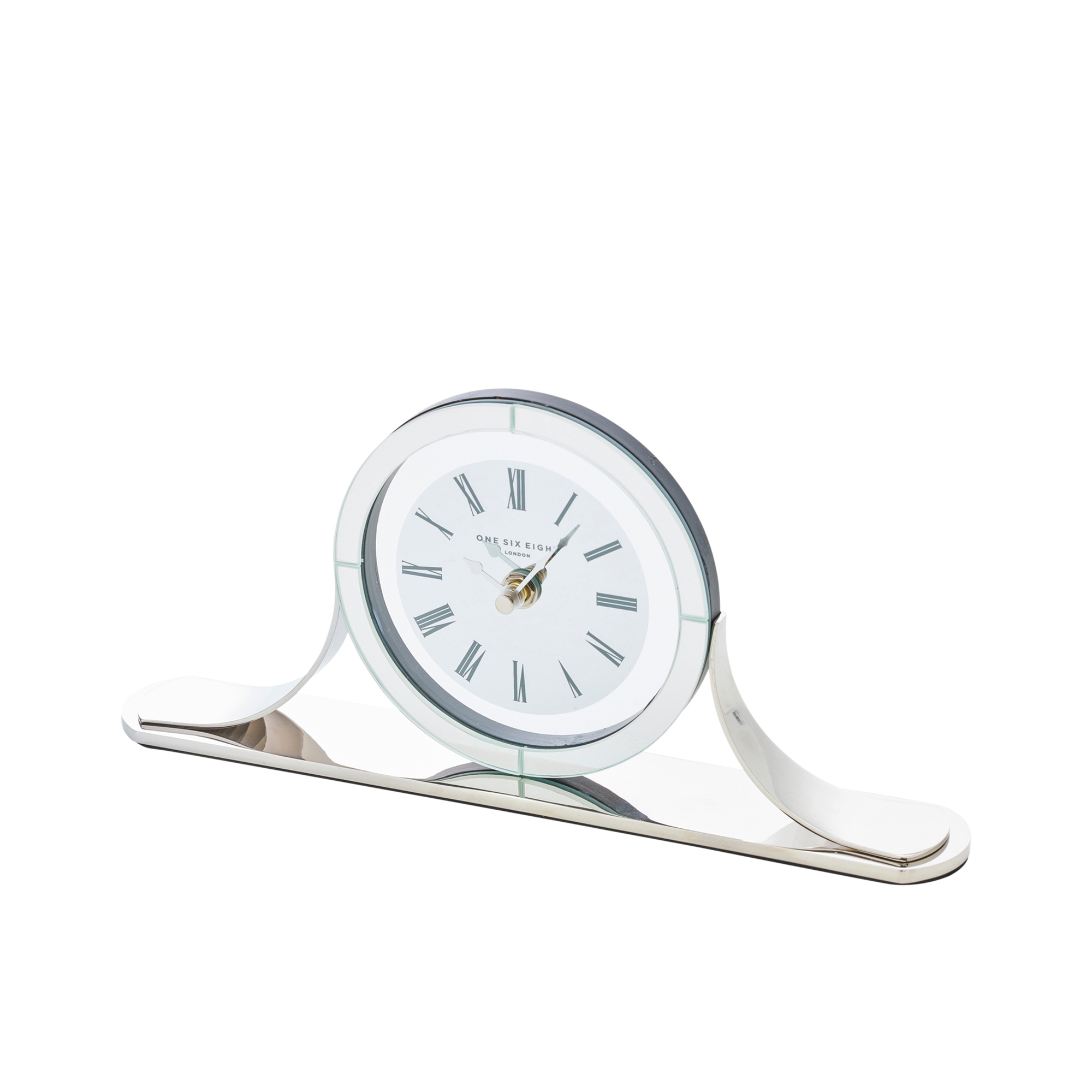 One Six Eight London Hamptons Glass Mantel Clock Silver Image 1