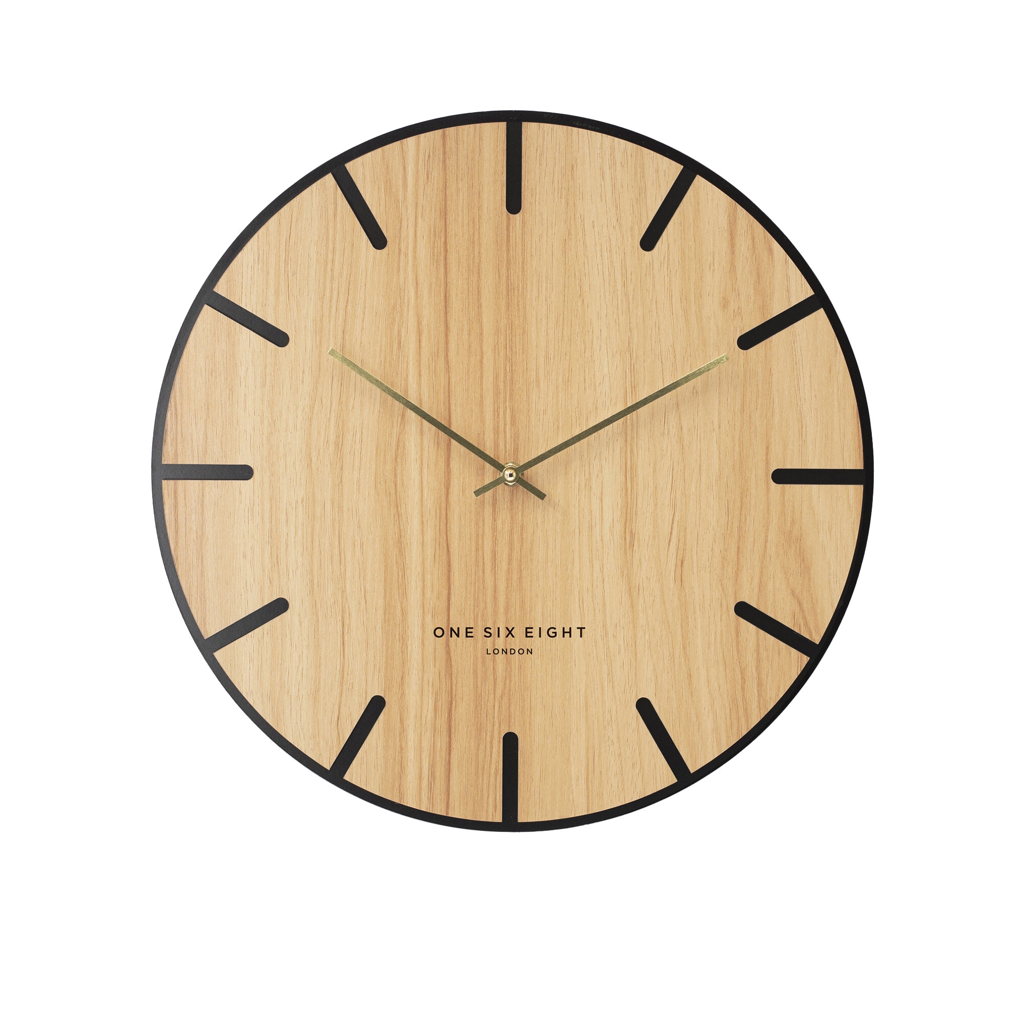 One Six Eight London Oscar Silent Wall Clock 40cm Natural Wood Image 1