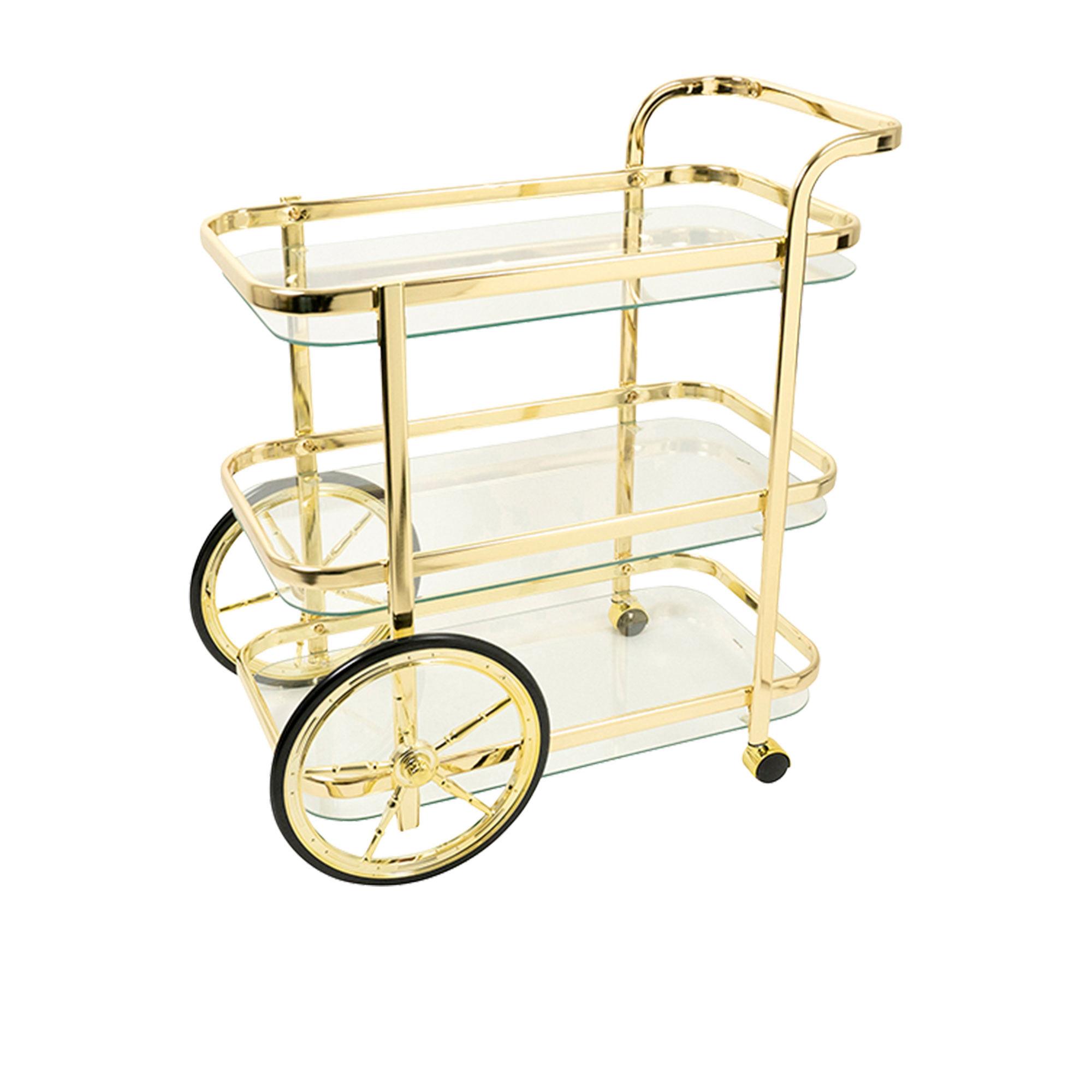 Orwell Bar Cart Triple Shelf Gold Image 1