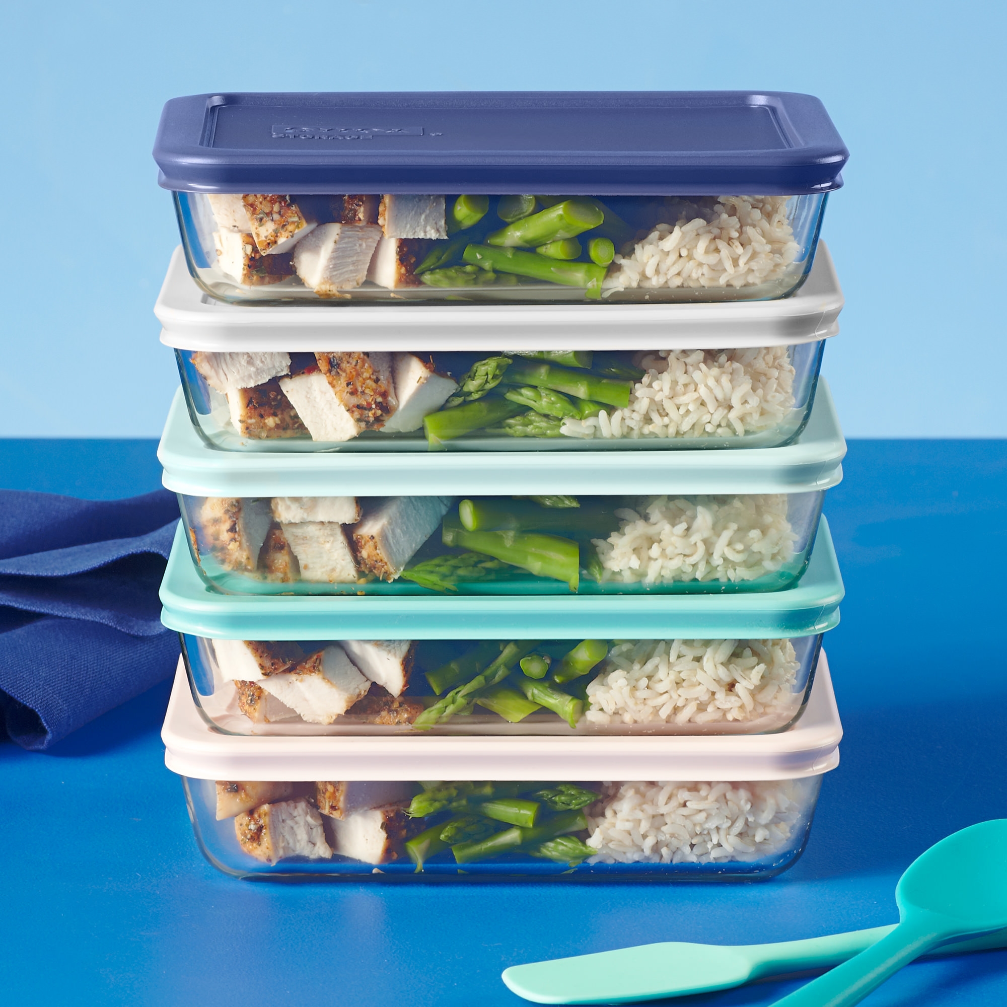Pyrex Simply Store Rectangular Glass Meal Plan Container 750ml Set of 5 Image 2