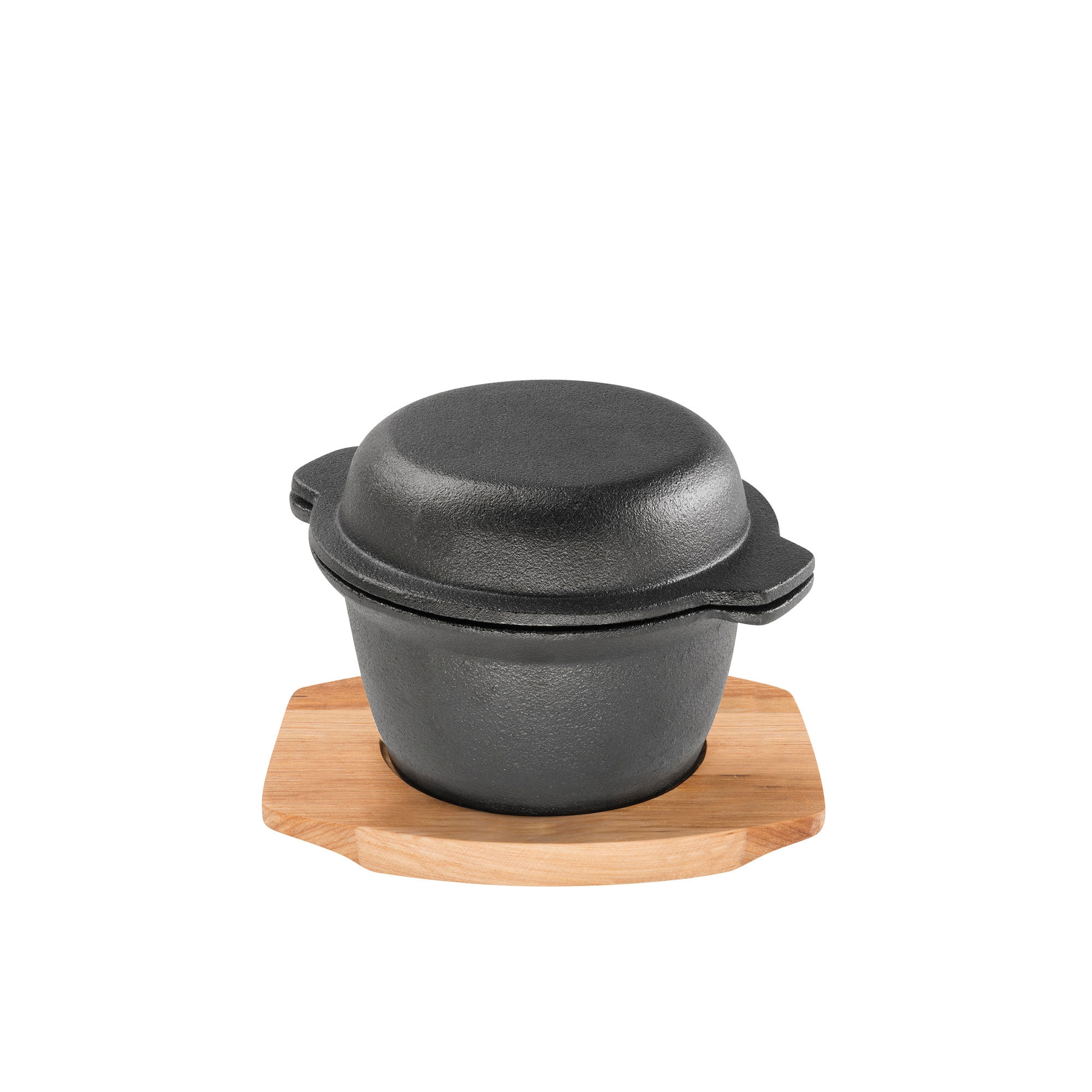 Pyrolux Pyrocast Cast Iron Garlic Pot Wooden Base with Maple Tray Image 1