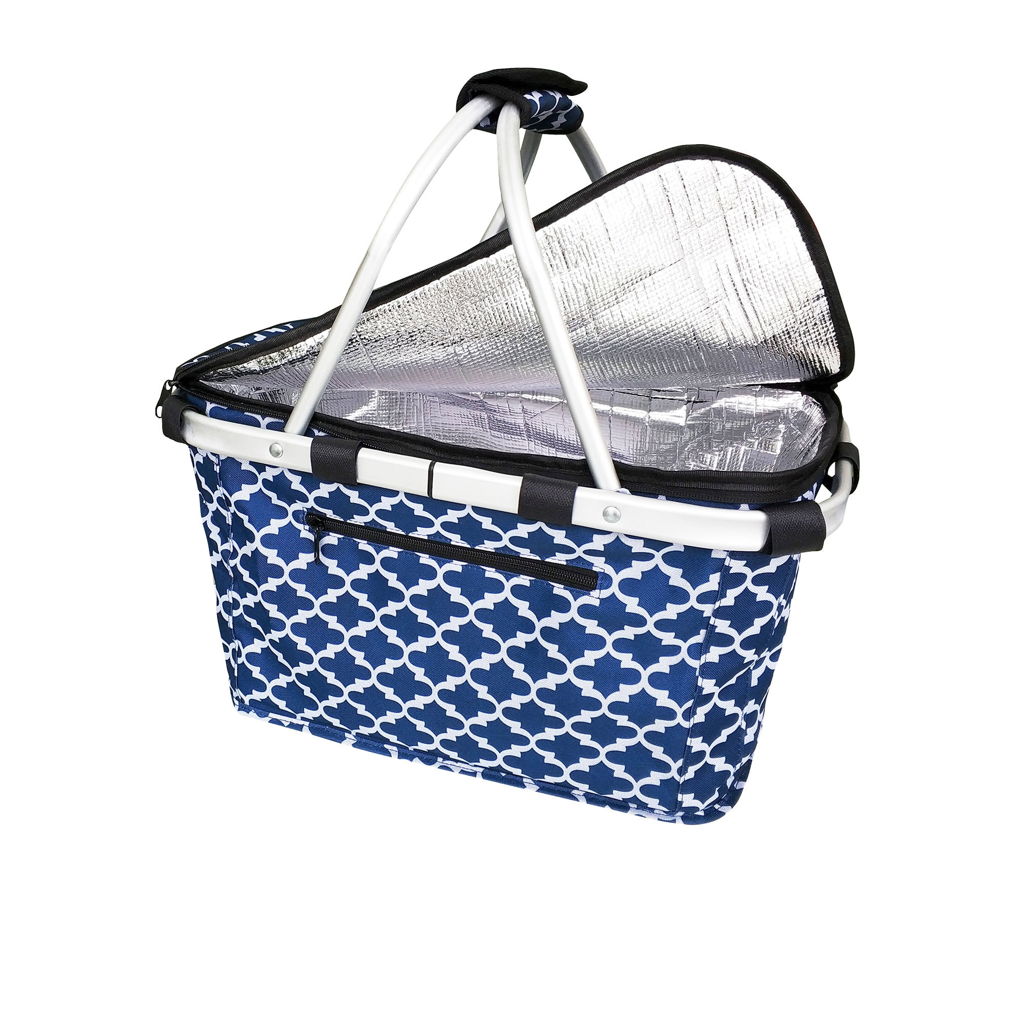 Sachi Insulated Carry Basket with Lid Moroccan Navy Image 1