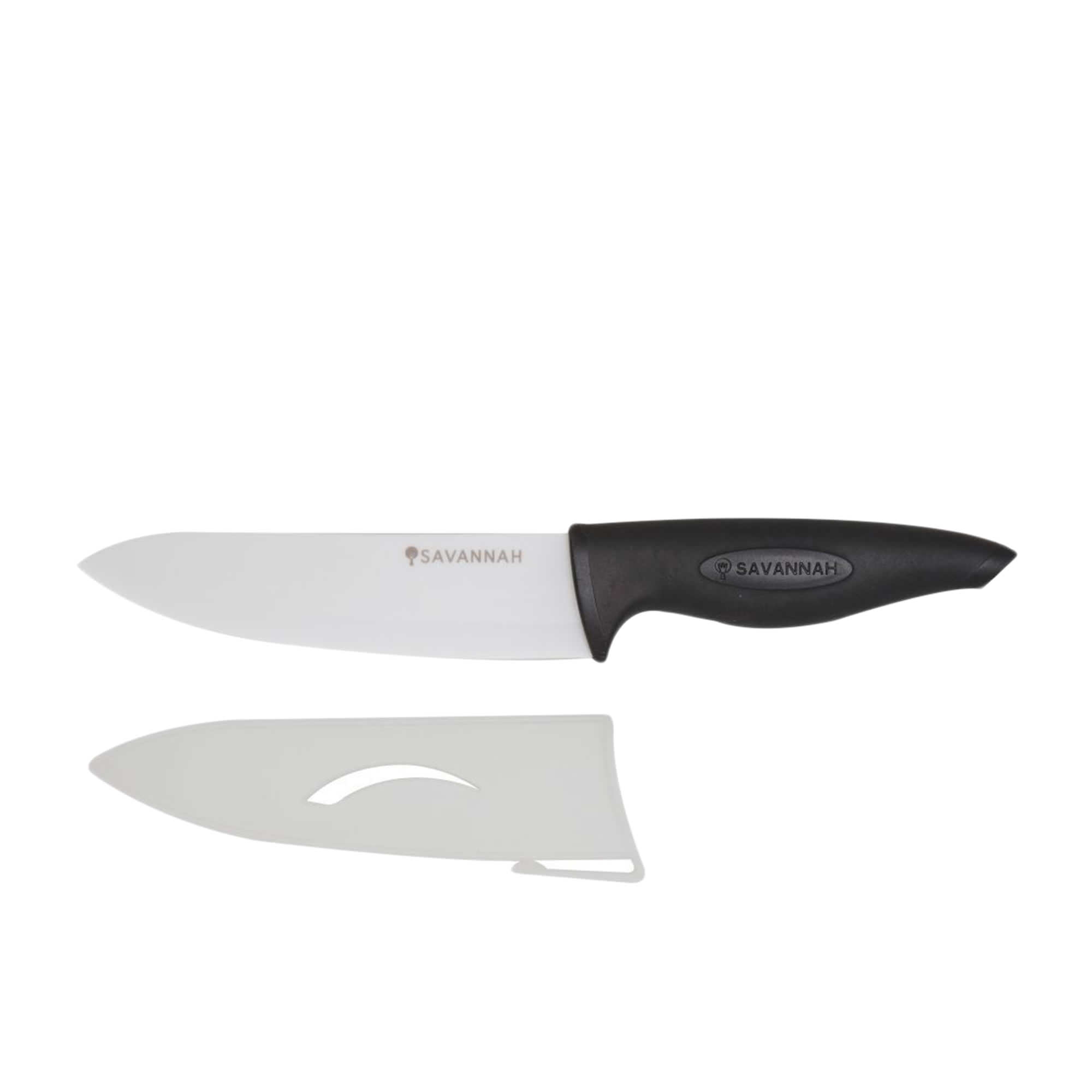 Savannah Ceramic Chefs Knife with Sheath Black 17cm Image 2